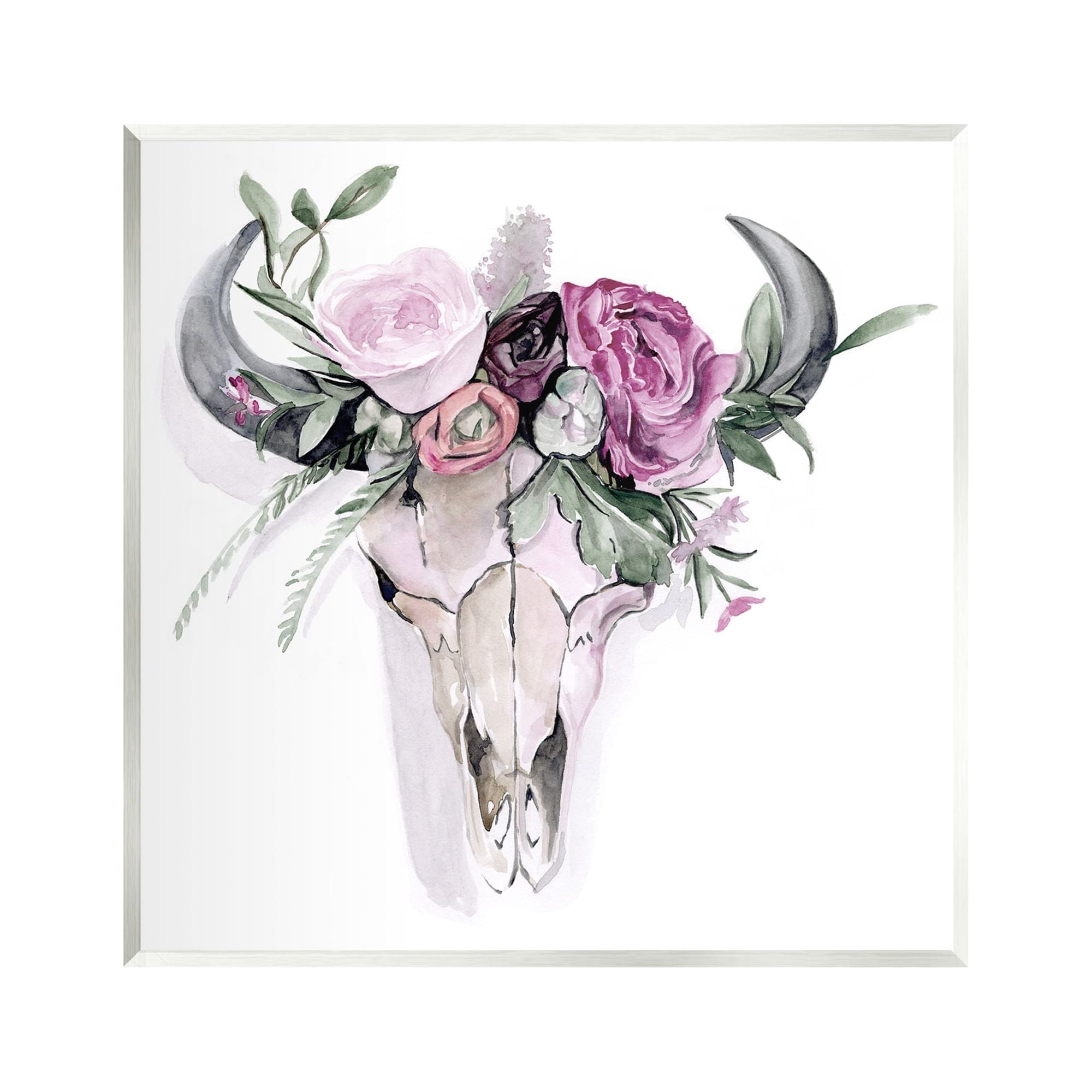 Stupell Industries Cattle Skull Roses Arrangement Animals & Insects Painting Unframed Art Print Wall Art