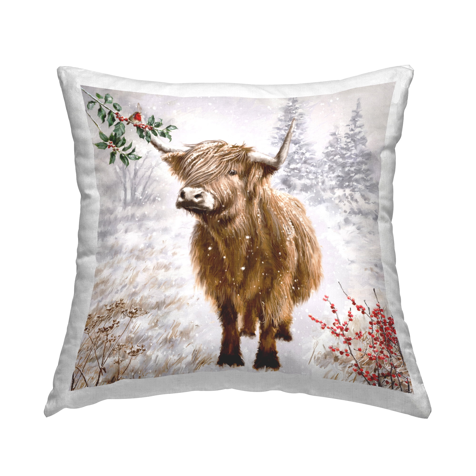Stupell Industries Cattle Stepping in Snow Decorative Printed Throw Pillow Design by Ian Saxton