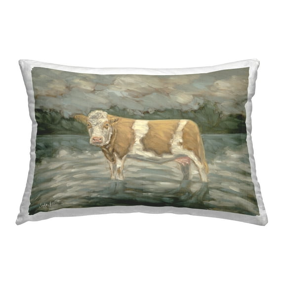 Stupell Industries Cattle Wading in Shore Decorative Printed Throw Pillow Design by Sara G. Designs.