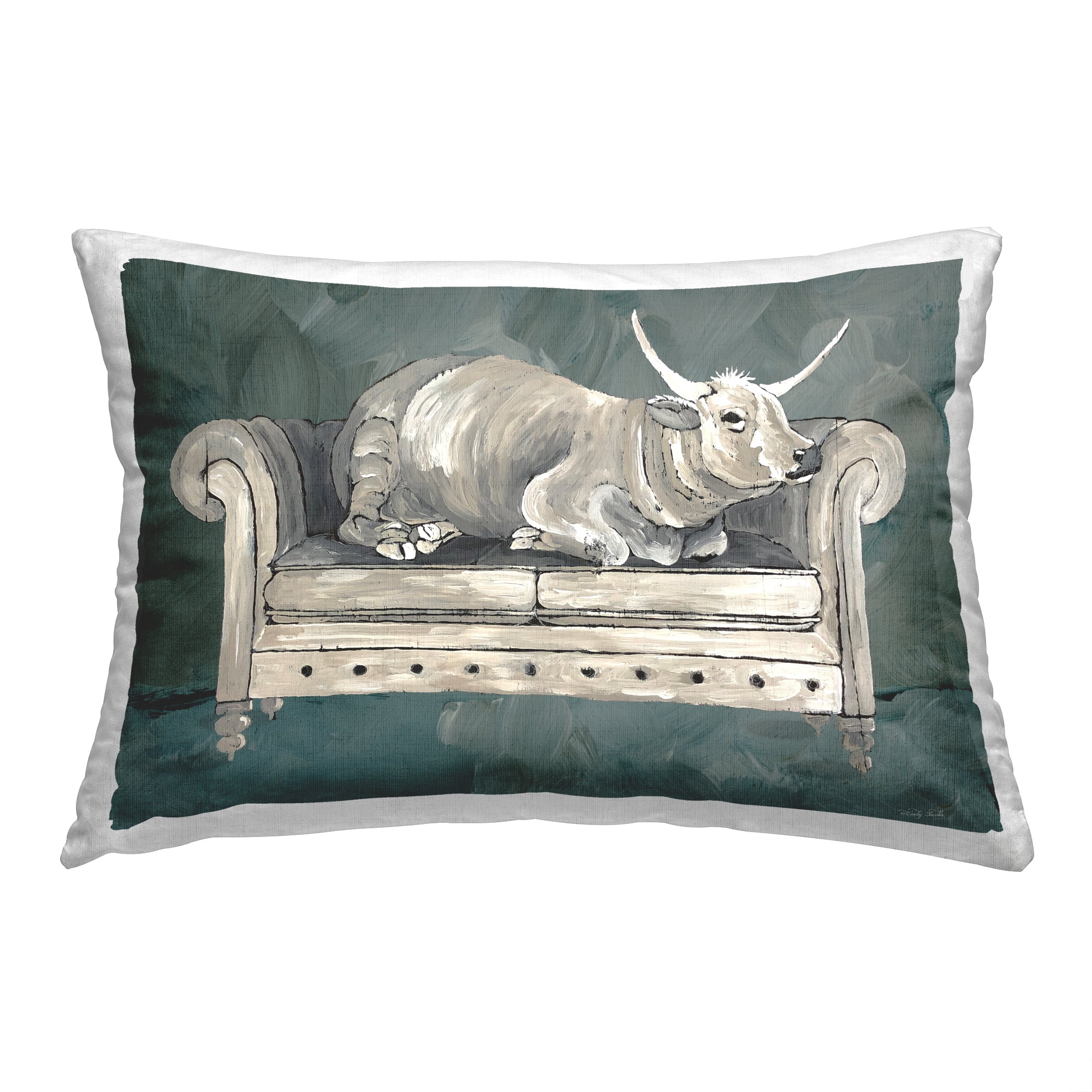 Stupell Industries Cattle on Couch Decorative Printed Throw Pillow, 14 x 20