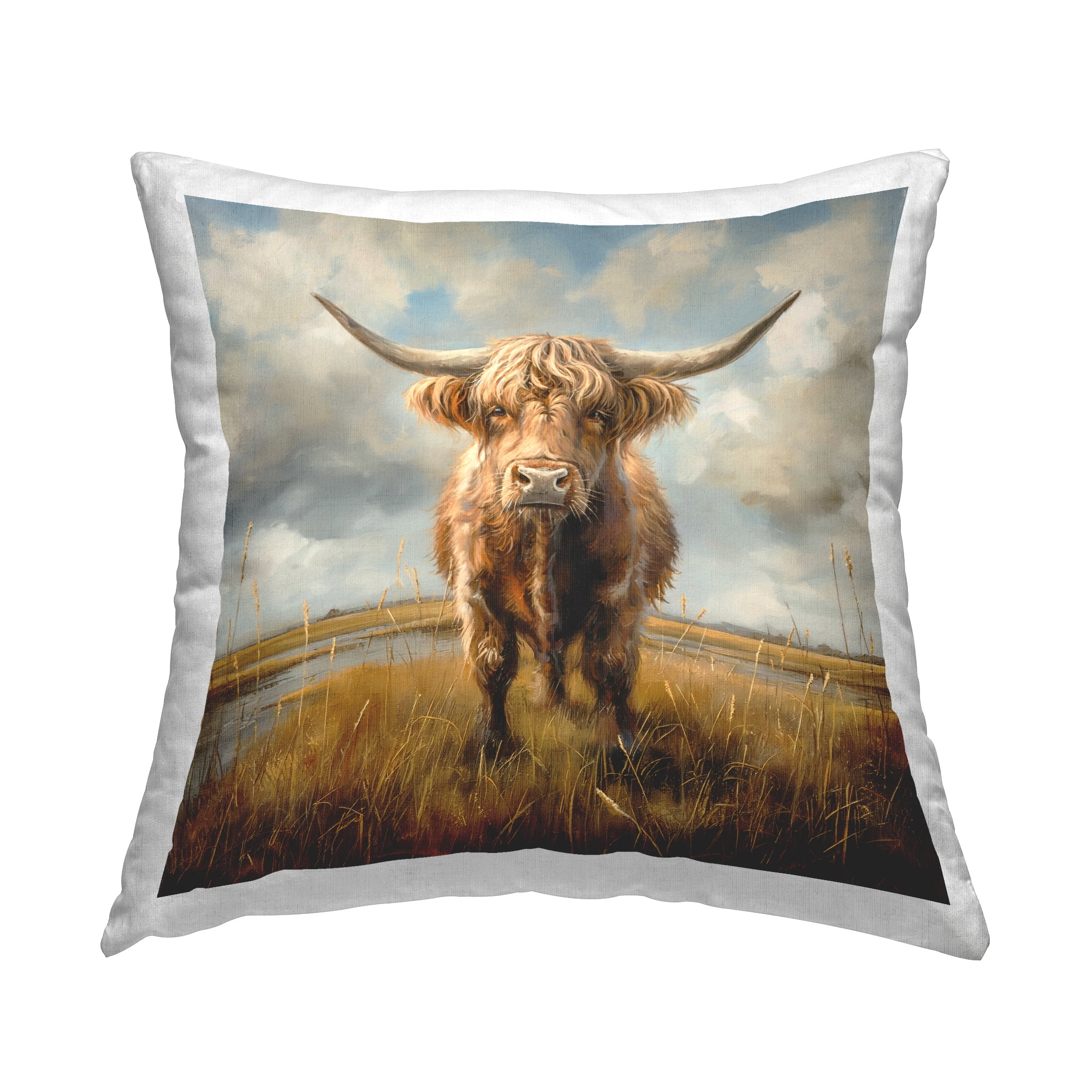 Stupell Industries Cattle on Scenic Farm Decorative Printed Throw Pillow Design by Steve Huntziker.