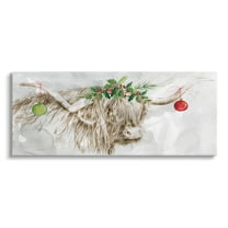 Stupell Industries Cattle with Christmas Ornaments Holiday Painting Gallery Wrapped Canvas Print Wall Art