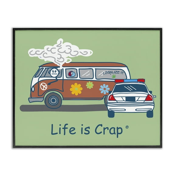 Stupell Industries Caught Van Smoking Novelty & Humor Painting Black Framed Art Print Wall Art, 14 x 11