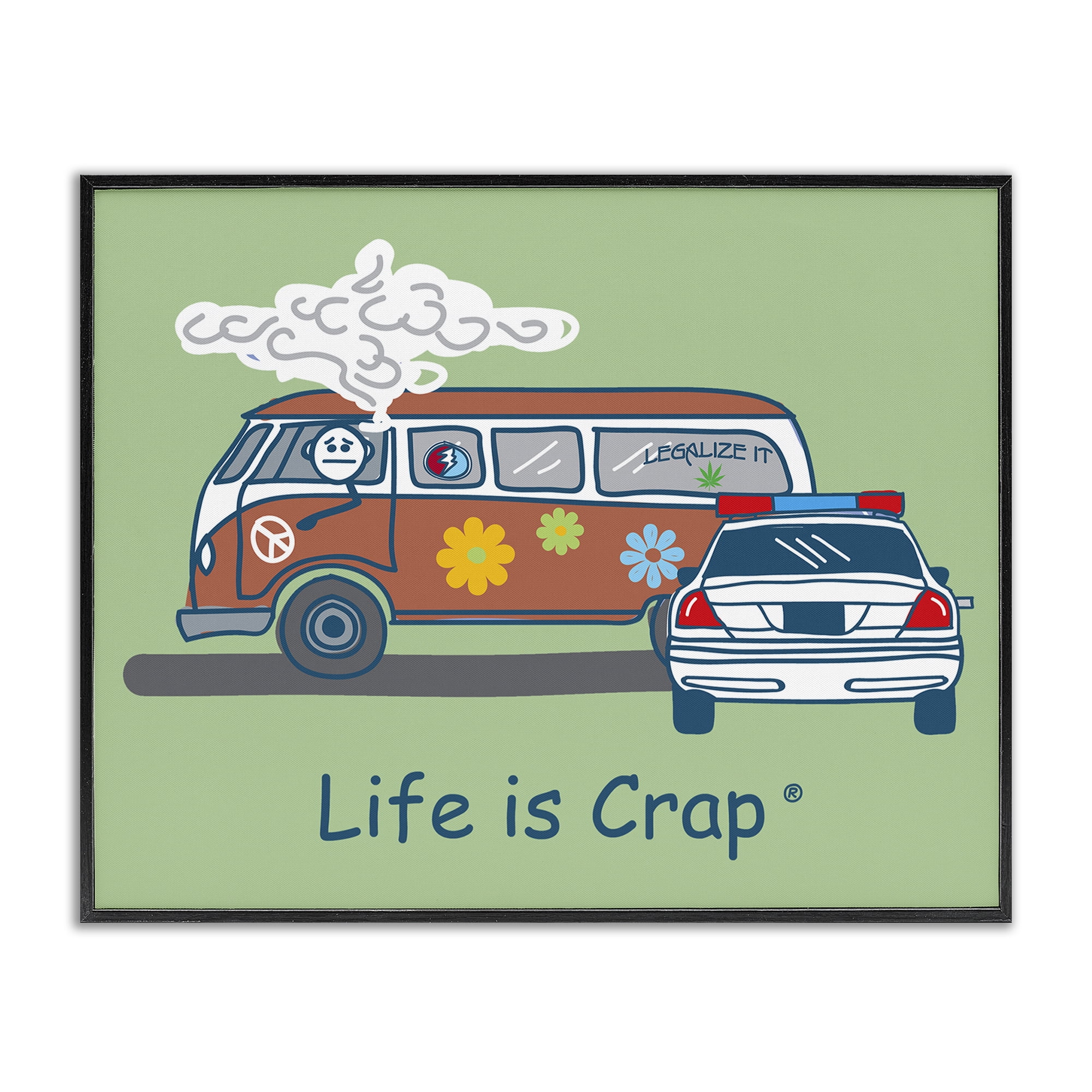 Stupell Industries Caught Van Smoking Novelty & Humor Painting Black Framed Art Print Wall Art, 20 x 16