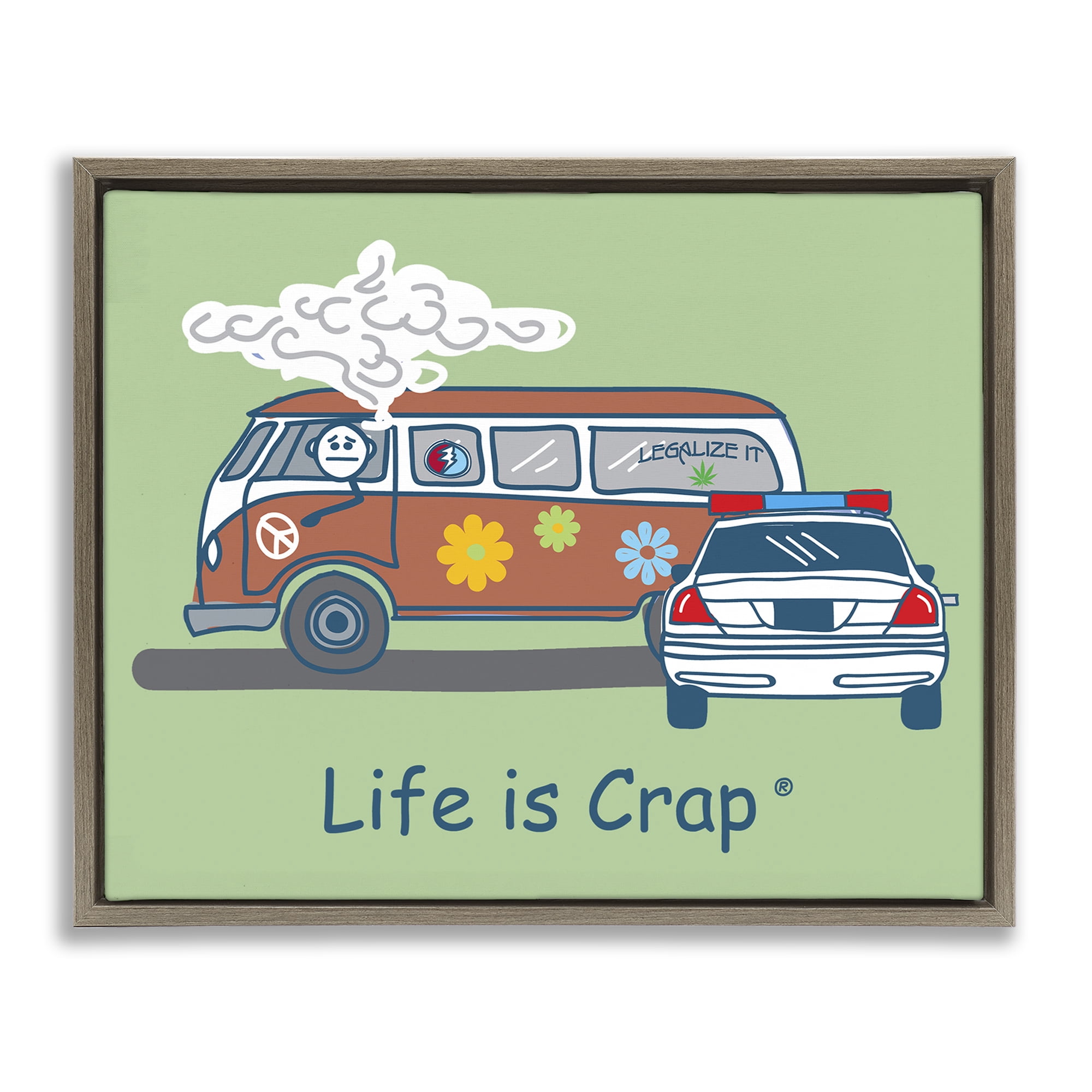 Stupell Industries Caught Van Smoking Novelty & Humor Painting Brown Floater Framed Canvas Art Print Wall Art, 31 x 25