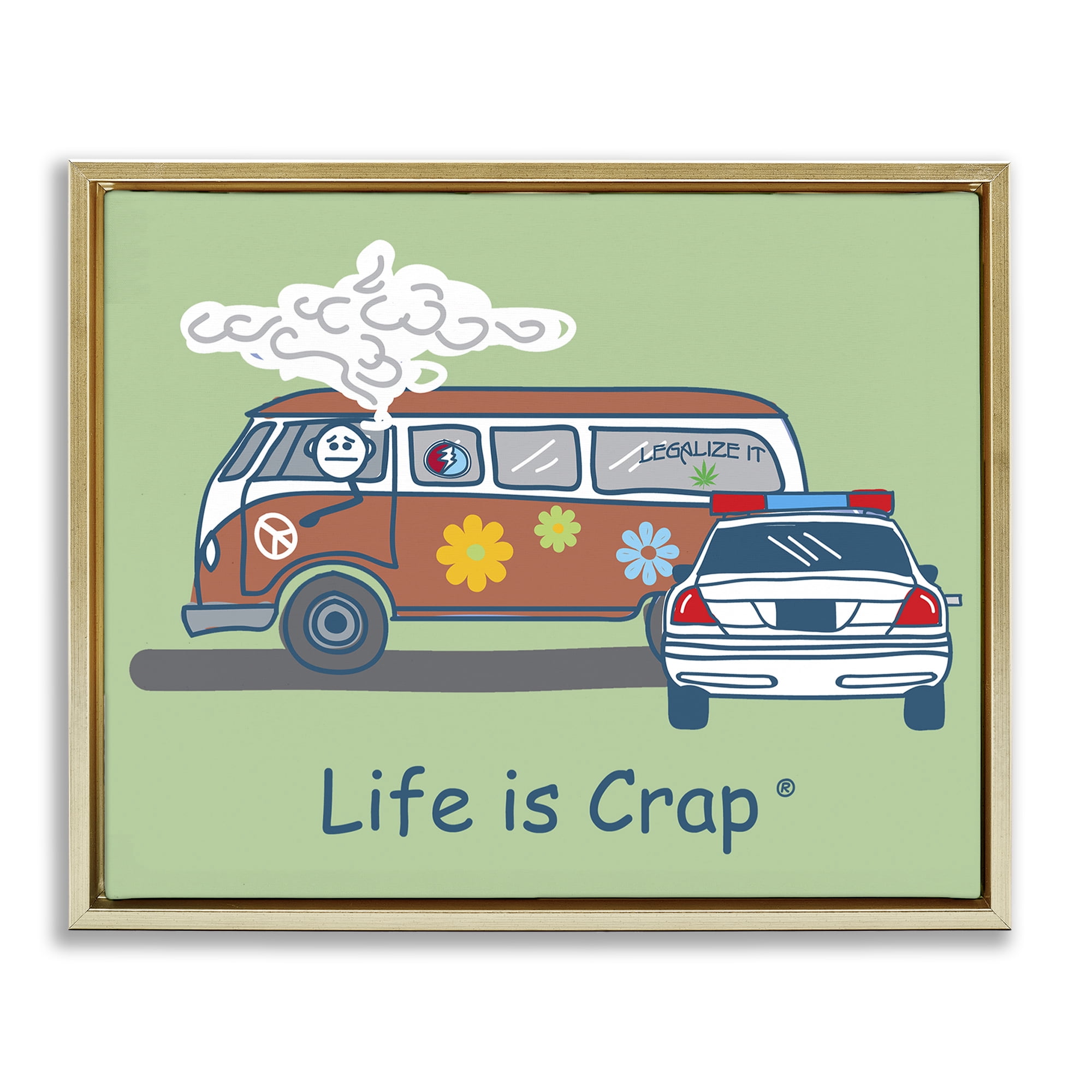 Stupell Industries Caught Van Smoking Novelty & Humor Painting Gold Floater Framed Canvas Art Print Wall Art, 21 x 17