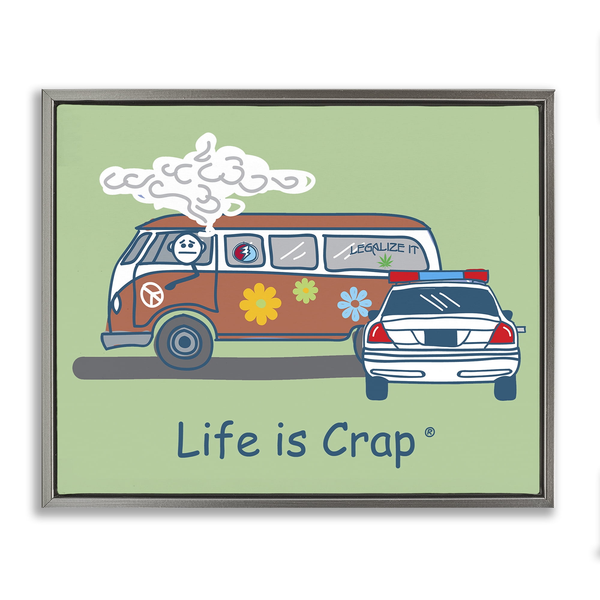 Stupell Industries Caught Van Smoking Novelty & Humor Painting Gray Floater Framed Canvas Art Print Wall Art, 21 x 17