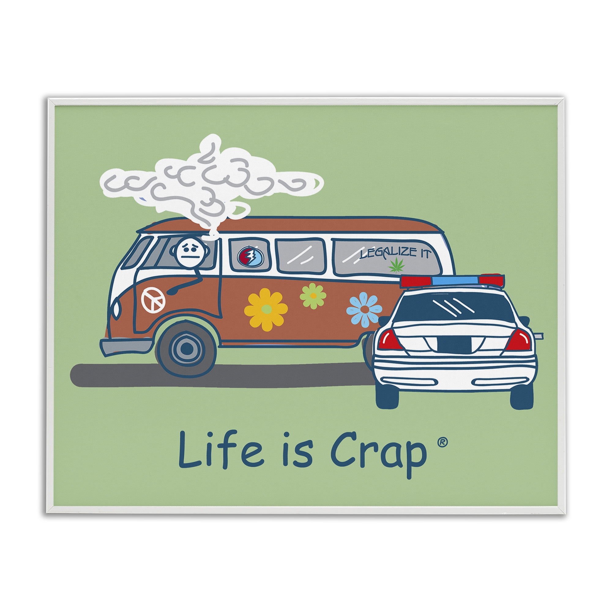Stupell Industries Caught Van Smoking Novelty & Humor Painting White Framed Art Print Wall Art, 30 x 24