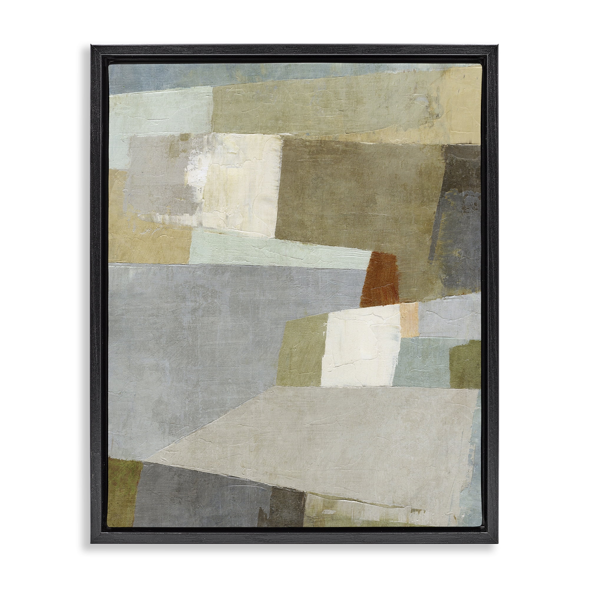 Stupell Industries Causeway Neutral Geometrics Black Framed Floater Canvas Wall Art, design by Suzanne Nicoll