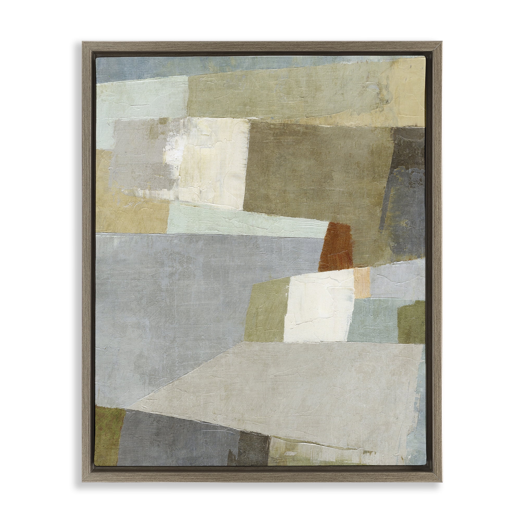 Stupell Industries Causeway Neutral Geometrics Brown Framed Floater Canvas Wall Art, design by Suzanne Nicoll