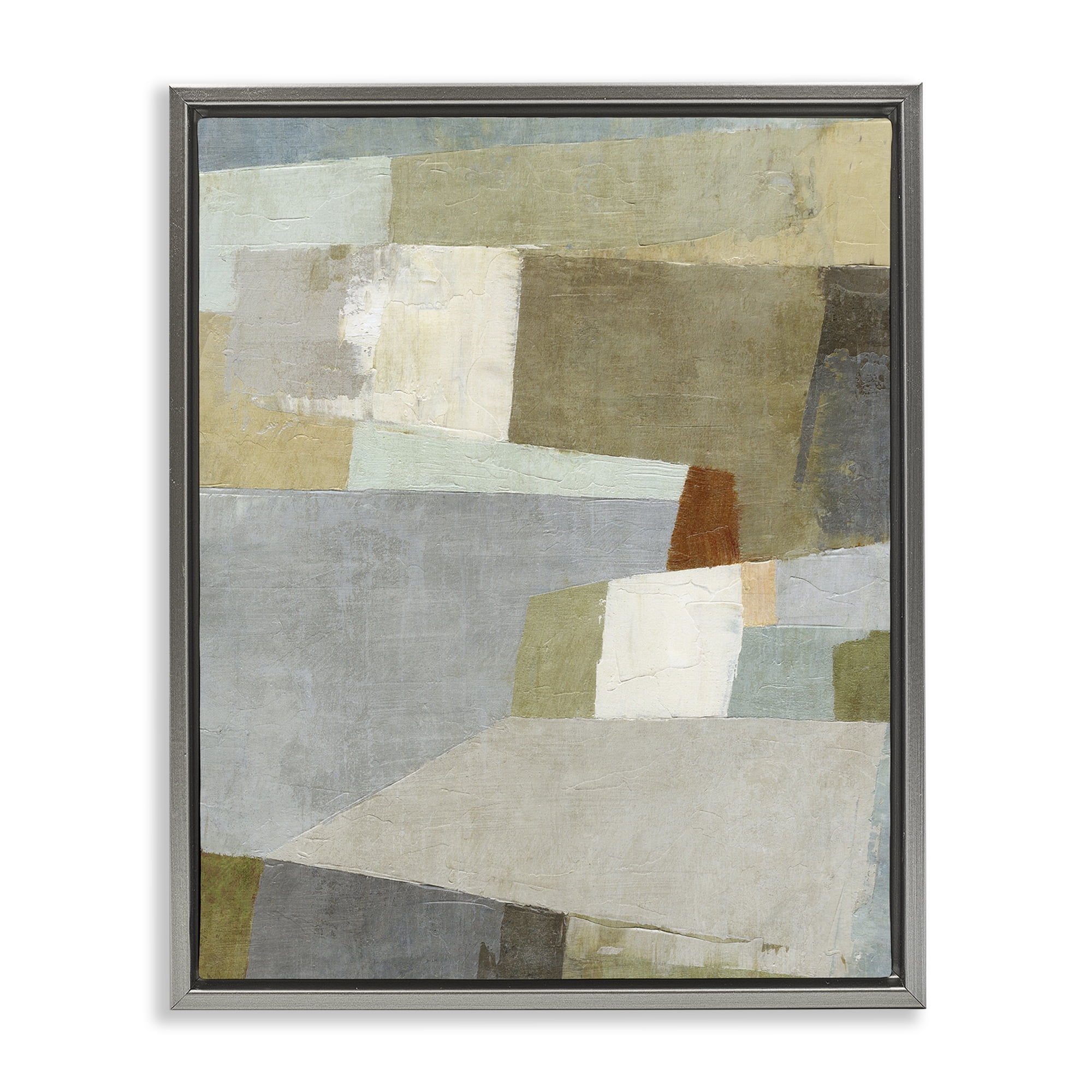 Stupell Industries Causeway Neutral Geometrics Gray Framed Floater Canvas Wall Art, design by Suzanne Nicoll