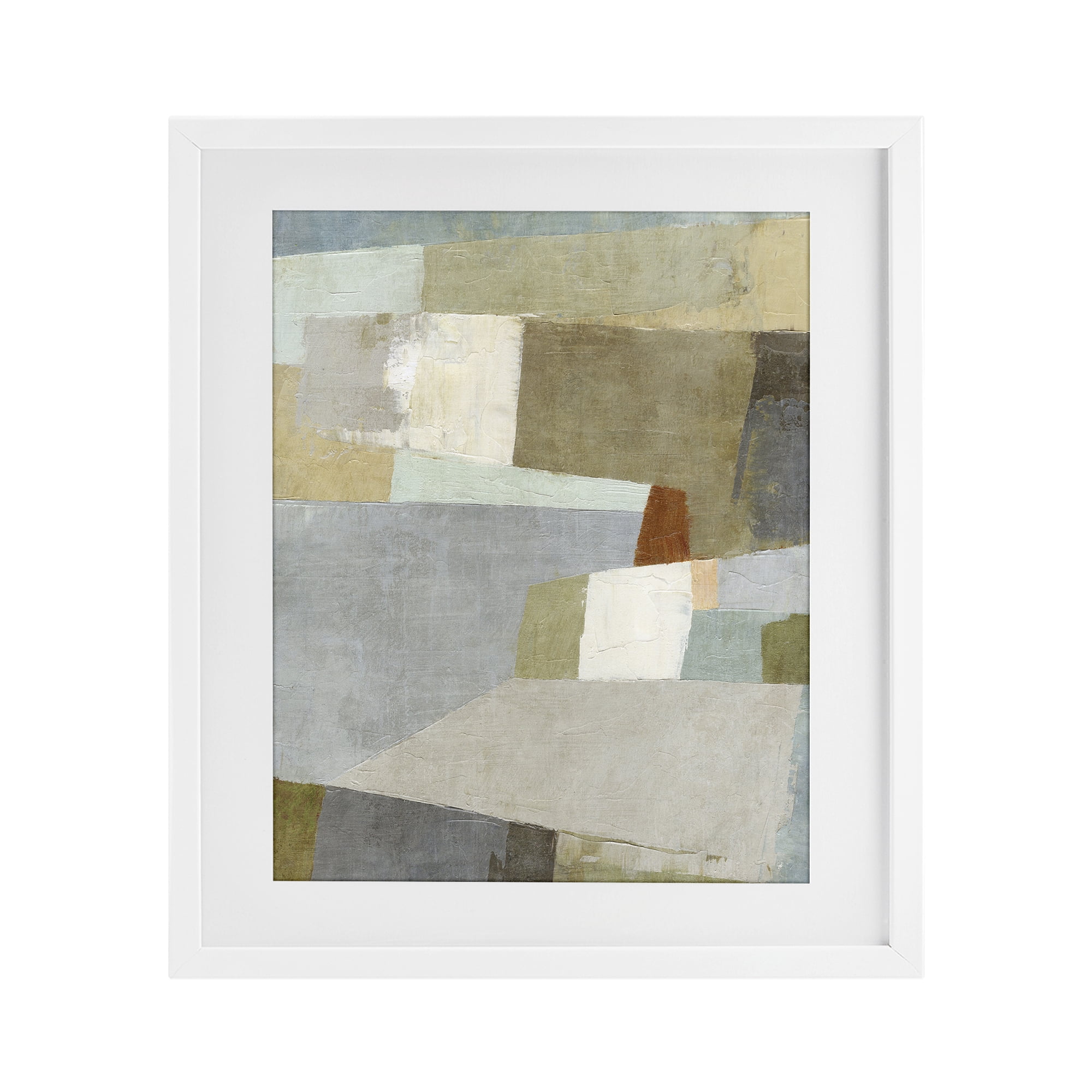 Stupell Industries Causeway Neutral Geometrics White Framed Print Under Glass, design by Suzanne Nicoll