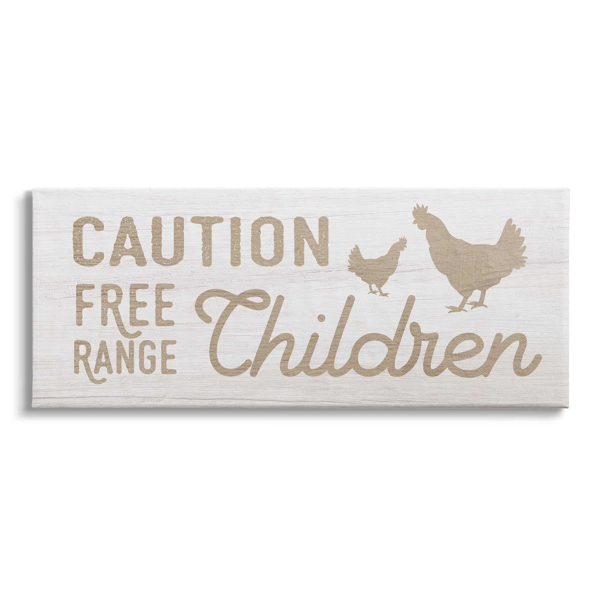 Stupell Industries Caution Free Range Children Sign Funny Farm Chickens, 24 x 10, Design by Daphne Polselli