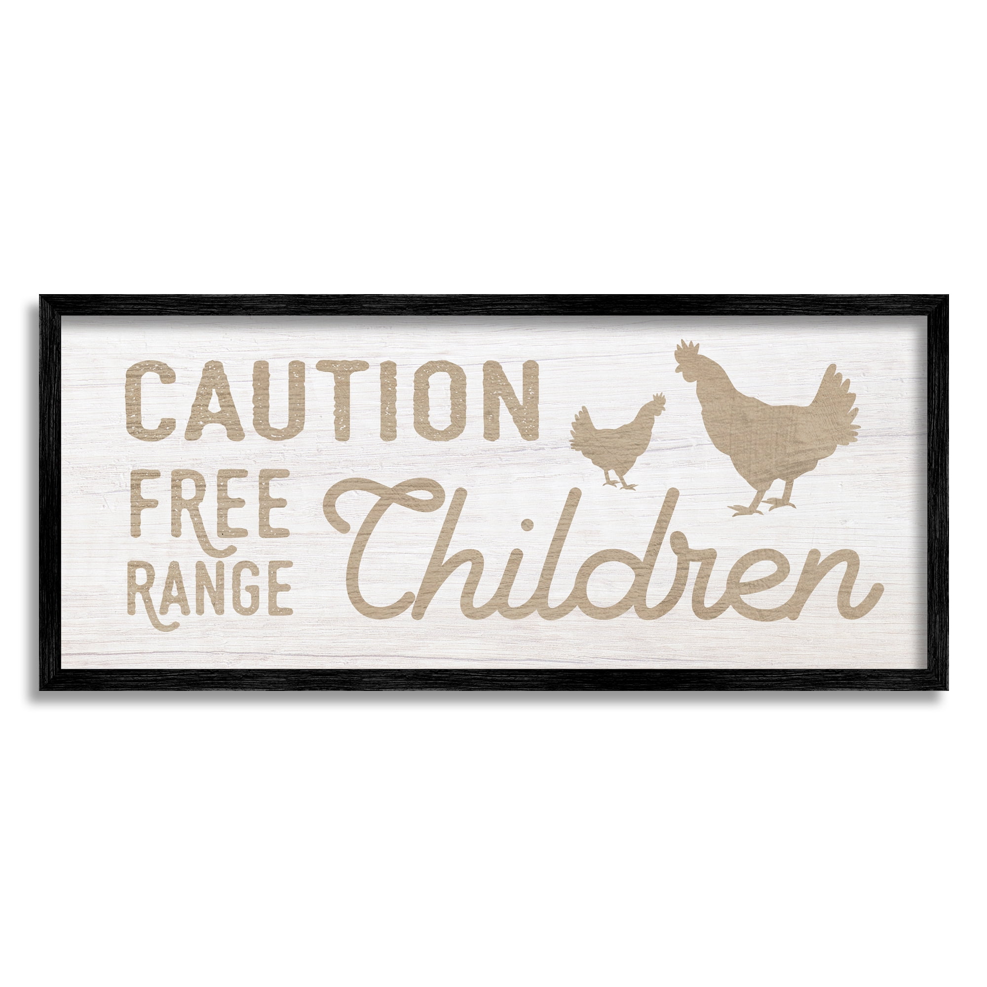 Stupell Industries Caution Free Range Children Sign Funny Farm Chickens, 24 x 10, Design by Daphne Polselli
