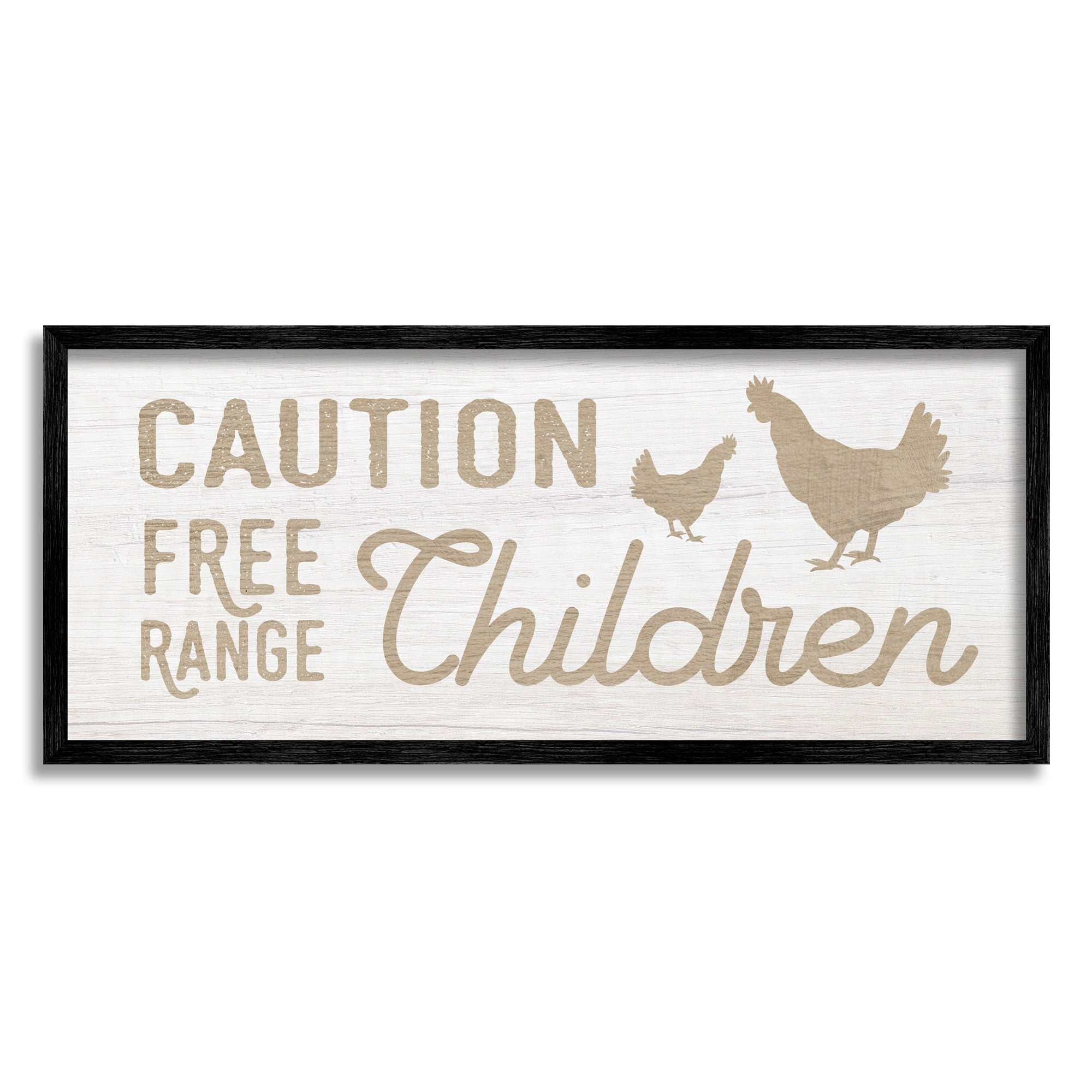 Stupell Industries Caution Free Range Children Sign Funny Farm Chickens, 30 x 13, Design by Daphne Polselli