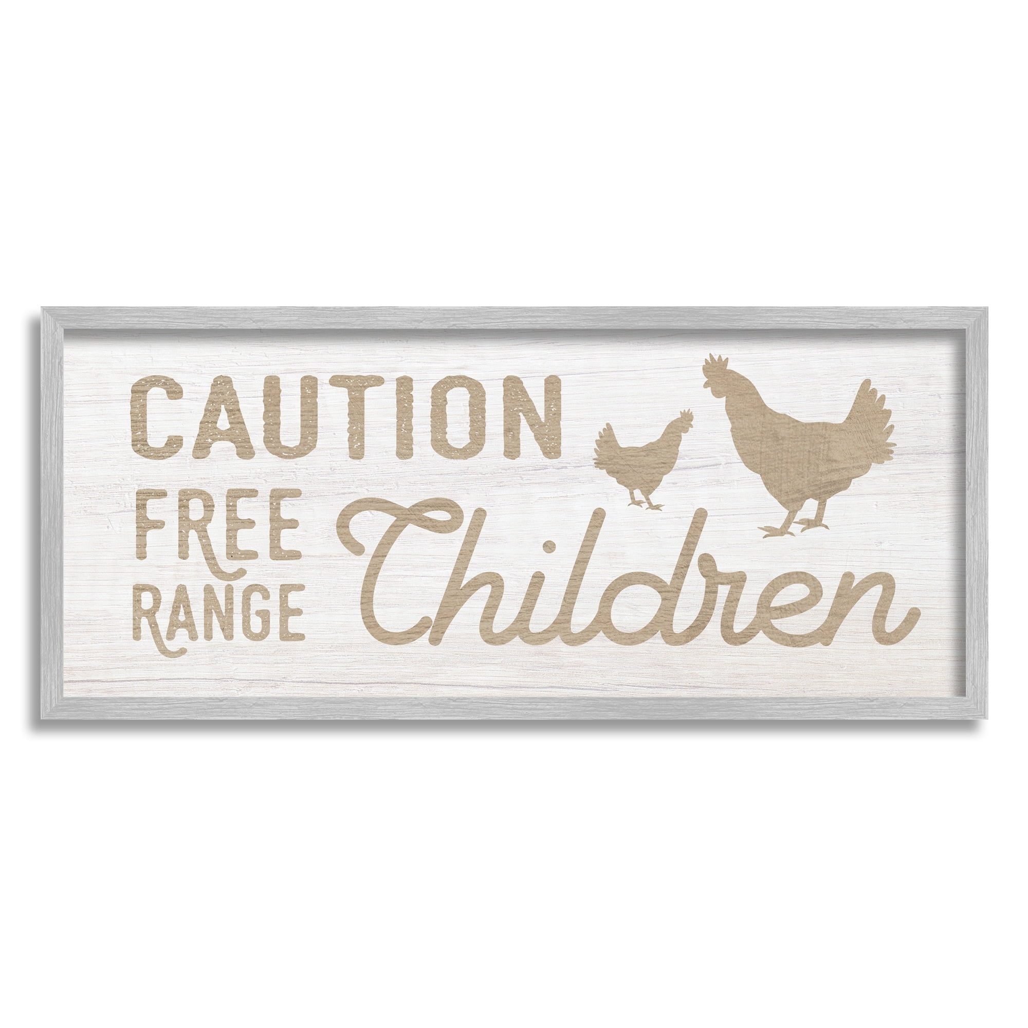 Stupell Industries Caution Free Range Children Sign Funny Farm Chickens, 30 x 13, Design by Daphne Polselli