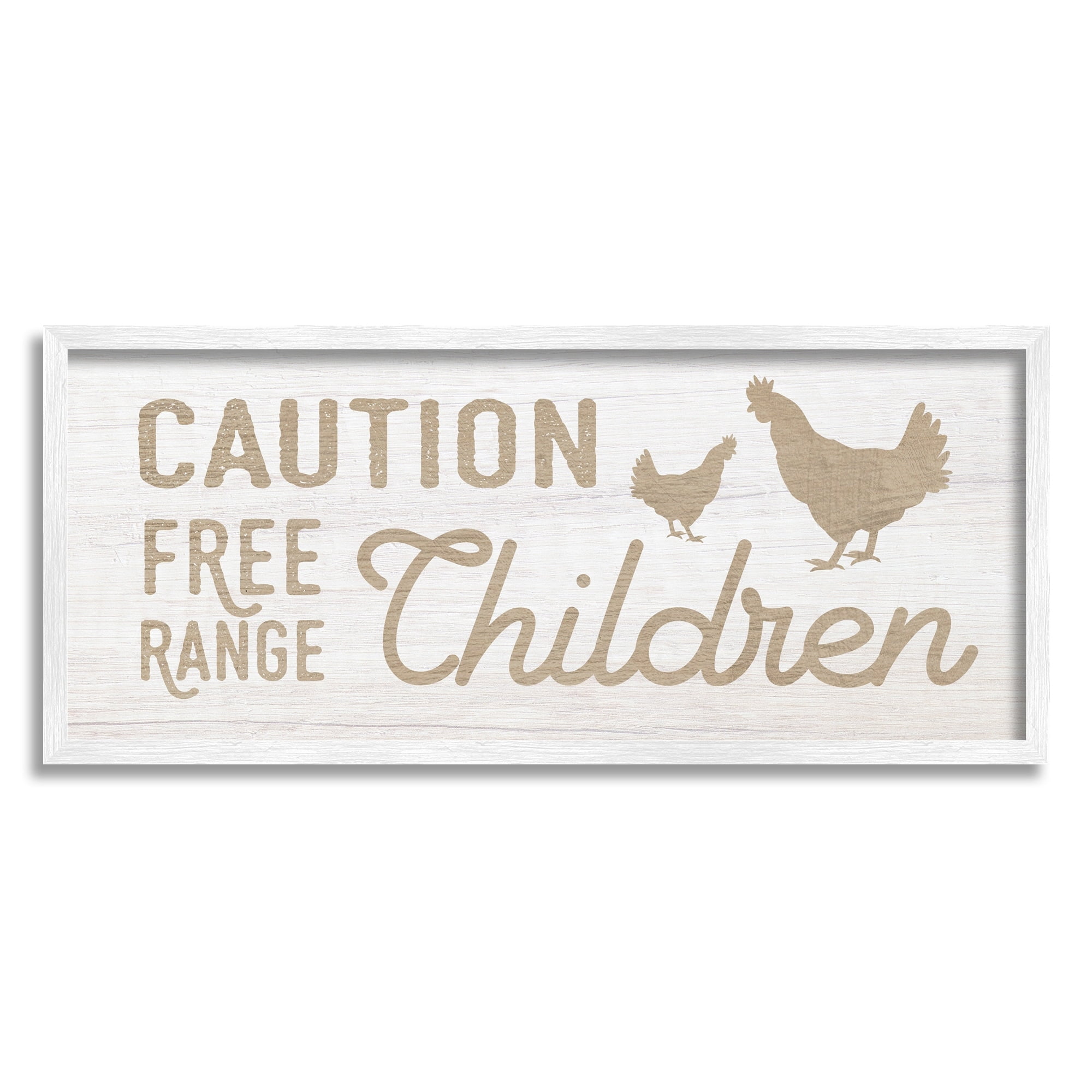 Stupell Industries Caution Free Range Children Sign Funny Farm Chickens, 30 x 13, Design by Daphne Polselli