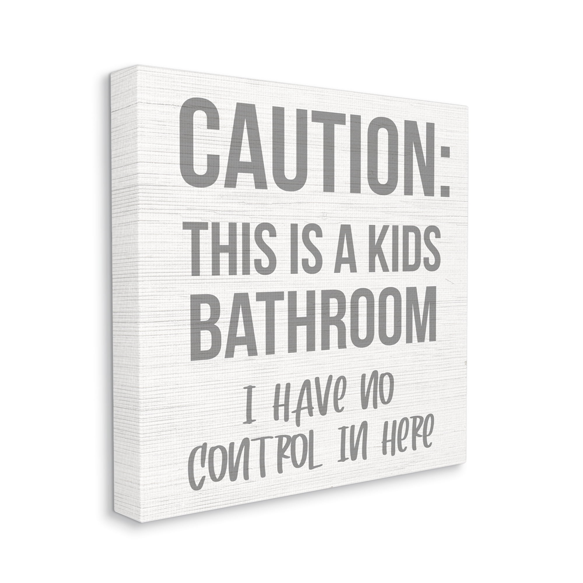 Stupell Industries Caution Kid's Bathroom Phrase Family Home Sign Canvas Wall Art Design by Daphne Polselli, 36" x 36"