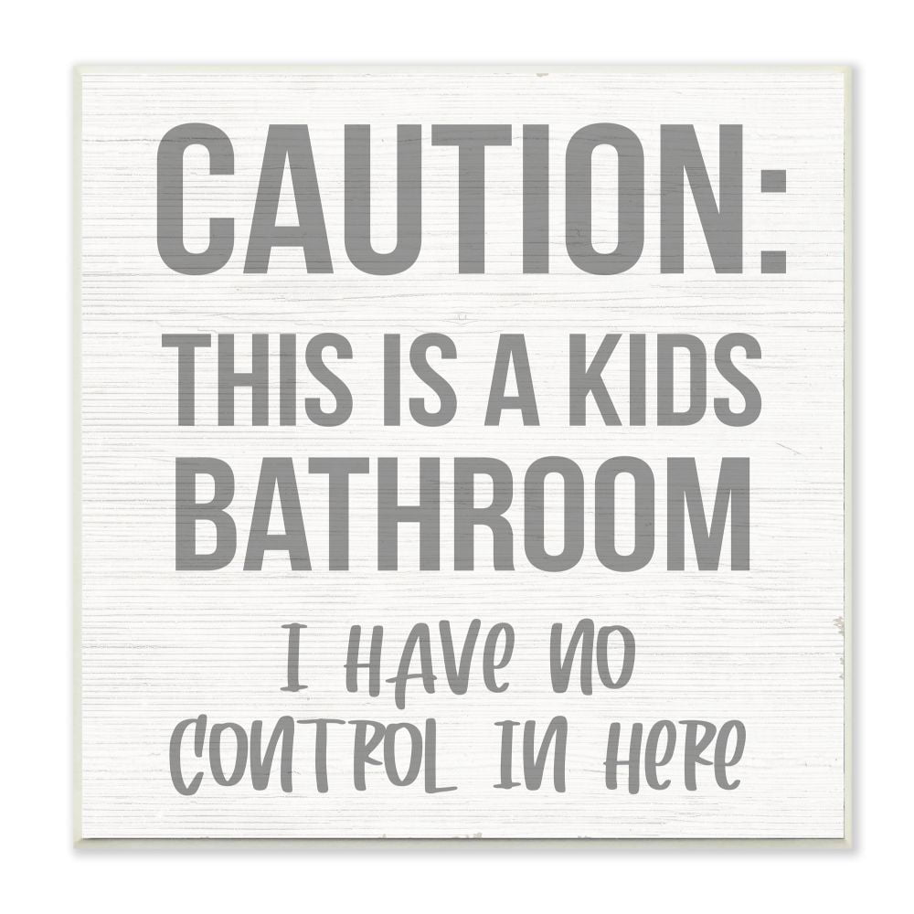 Stupell Industries Caution Kid's Bathroom Phrase Family Home Sign Graphic Art Unframed Art Print Wall Art, 12x12, by Daphne Polselli