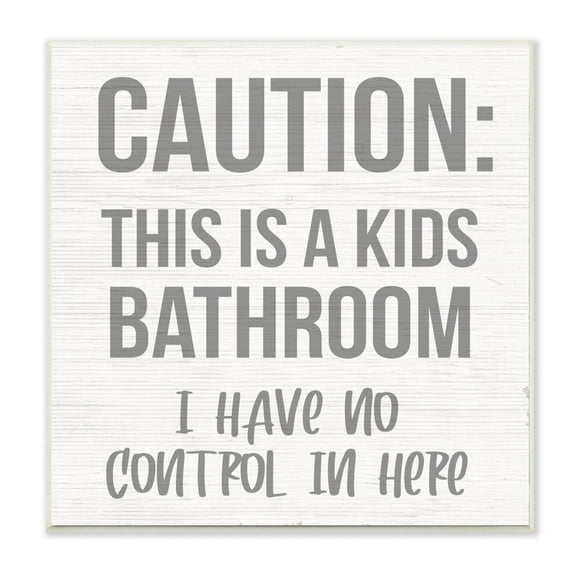 Stupell Industries Caution Kid's Bathroom Phrase Family Home Sign Graphic Art Unframed Art Print Wall Art, 12x12, by Daphne Polselli