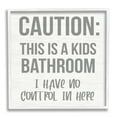 thumbnail image 1 of Stupell Industries Caution Kid's Bathroom Phrase Family Home Sign Graphic Art White Framed Art Print Wall Art, 24x24, by Daphne Polselli, 1 of 7