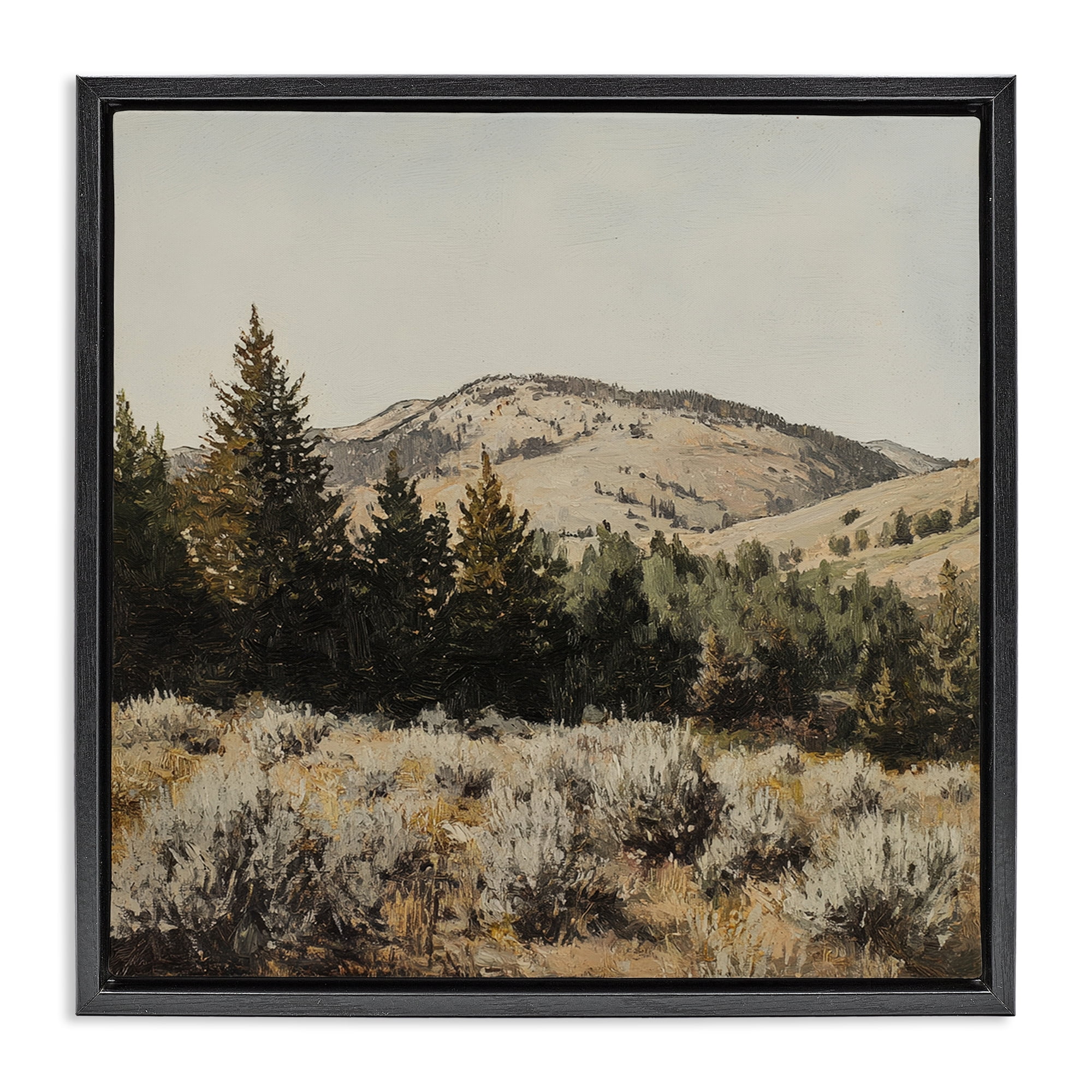 Stupell Industries Cedar Mountain View Black Framed Floater Canvas Wall Art, design by Petal Prints Design