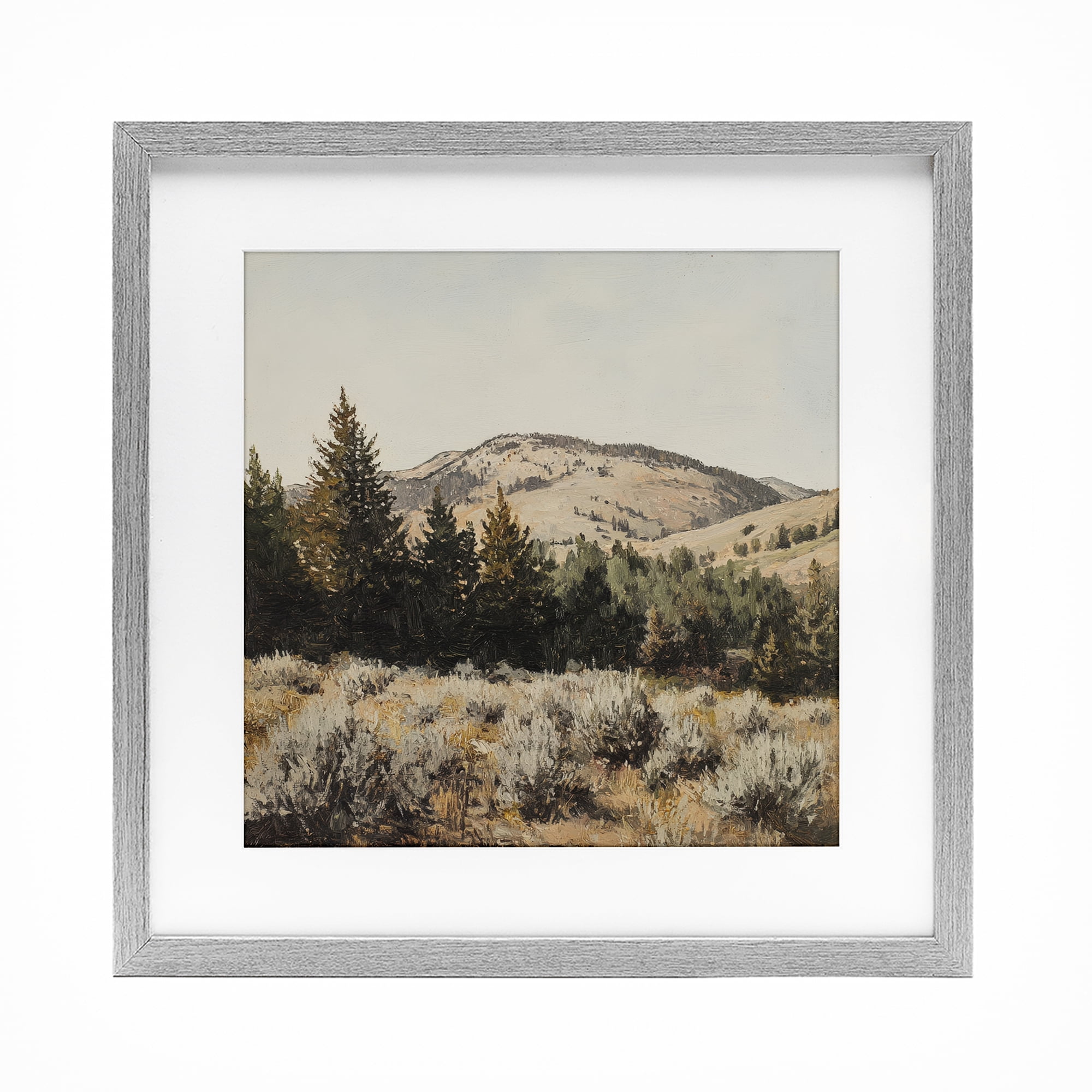 Stupell Industries Cedar Mountain View Gray Framed Print Under Glass, design by Petal Prints Design