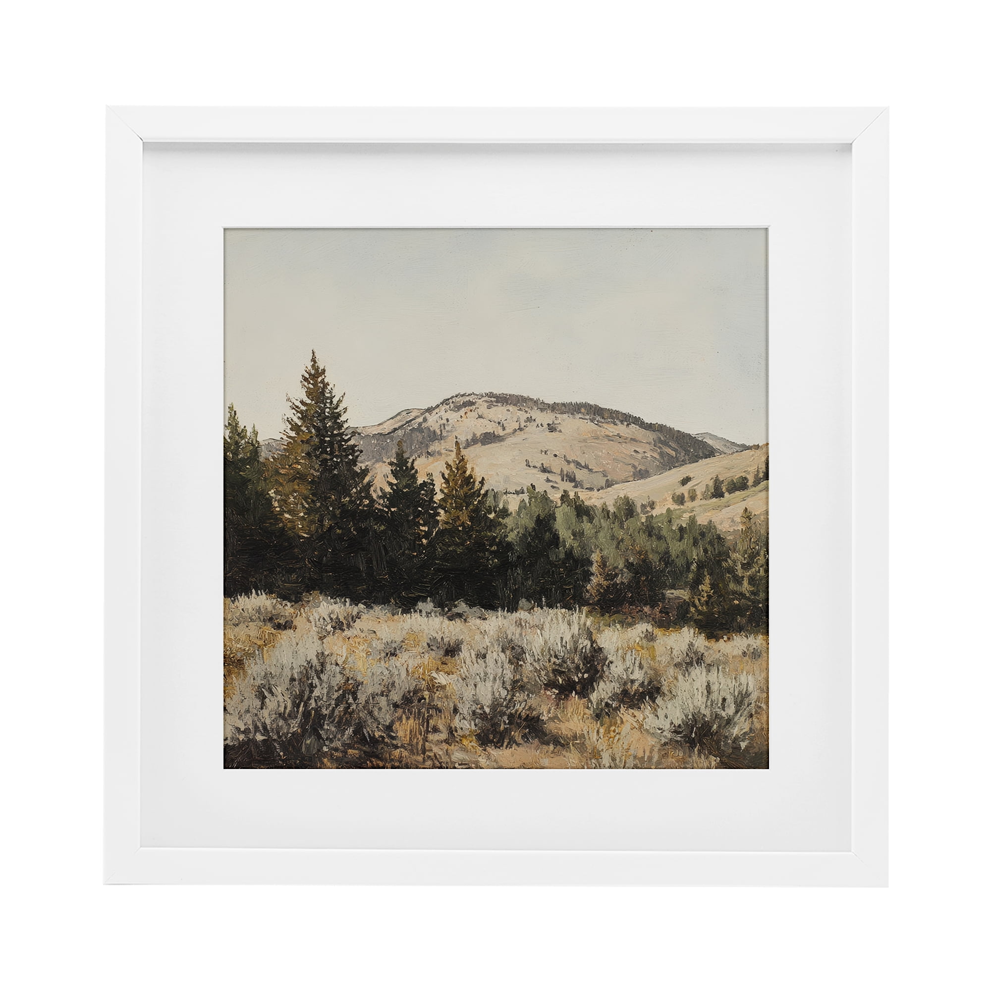 Stupell Industries Cedar Mountain View White Framed Print Under Glass, design by Petal Prints Design