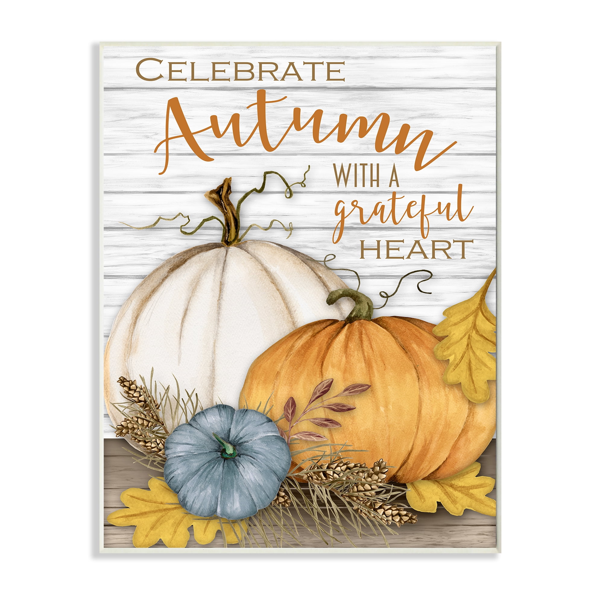 Stupell Industries Celebrate Autumn Phrase Rustic Farm Harvest Landscape Painting Wall Plaque Art Print Wall Art, 10 x 15