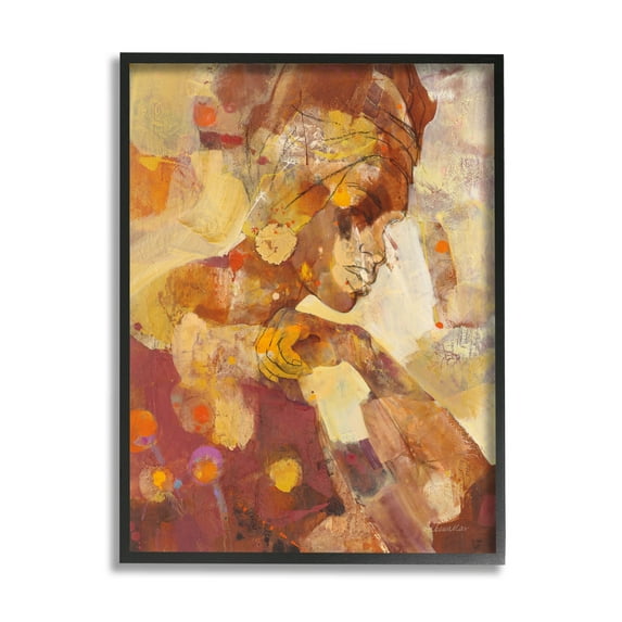 Stupell Industries Celebrate Beauty Abstract Portrait Painting Black Framed Art Print Wall Art, Design by Albena Hristova