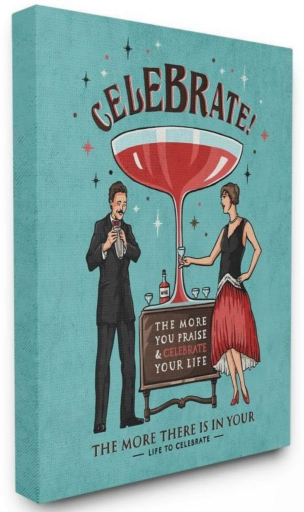 Stupell Industries Celebrate Vintage Comic Book Blue Red Design Canvas Wall Art by Ester Kay
