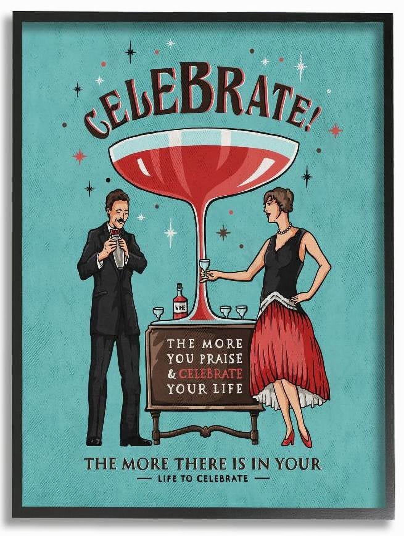 Stupell Industries Celebrate Vintage Comic Book Blue Red Design Framed Wall Art by Ester Kay