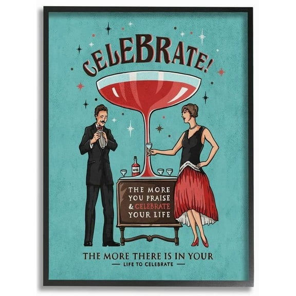 Stupell Industries Celebrate Vintage Comic Book Blue Red Design Framed Wall Art by Ester Kay