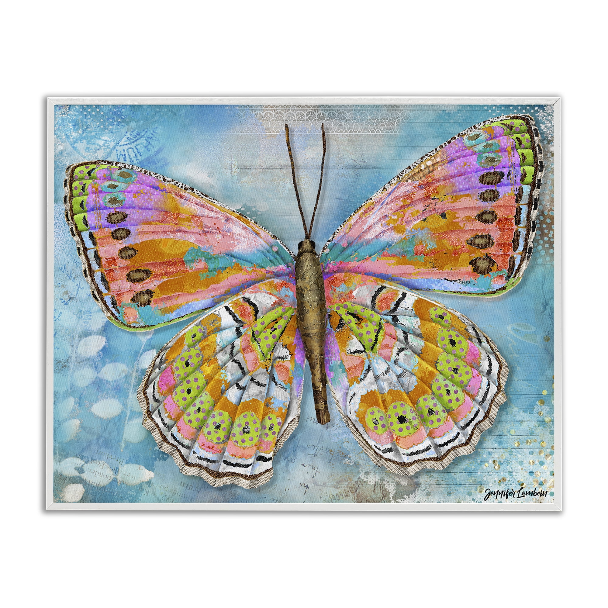 Stupell Industries Celebration Butterfly Wings Animals Painting White Framed Art Print Wall Art, 30 x 24