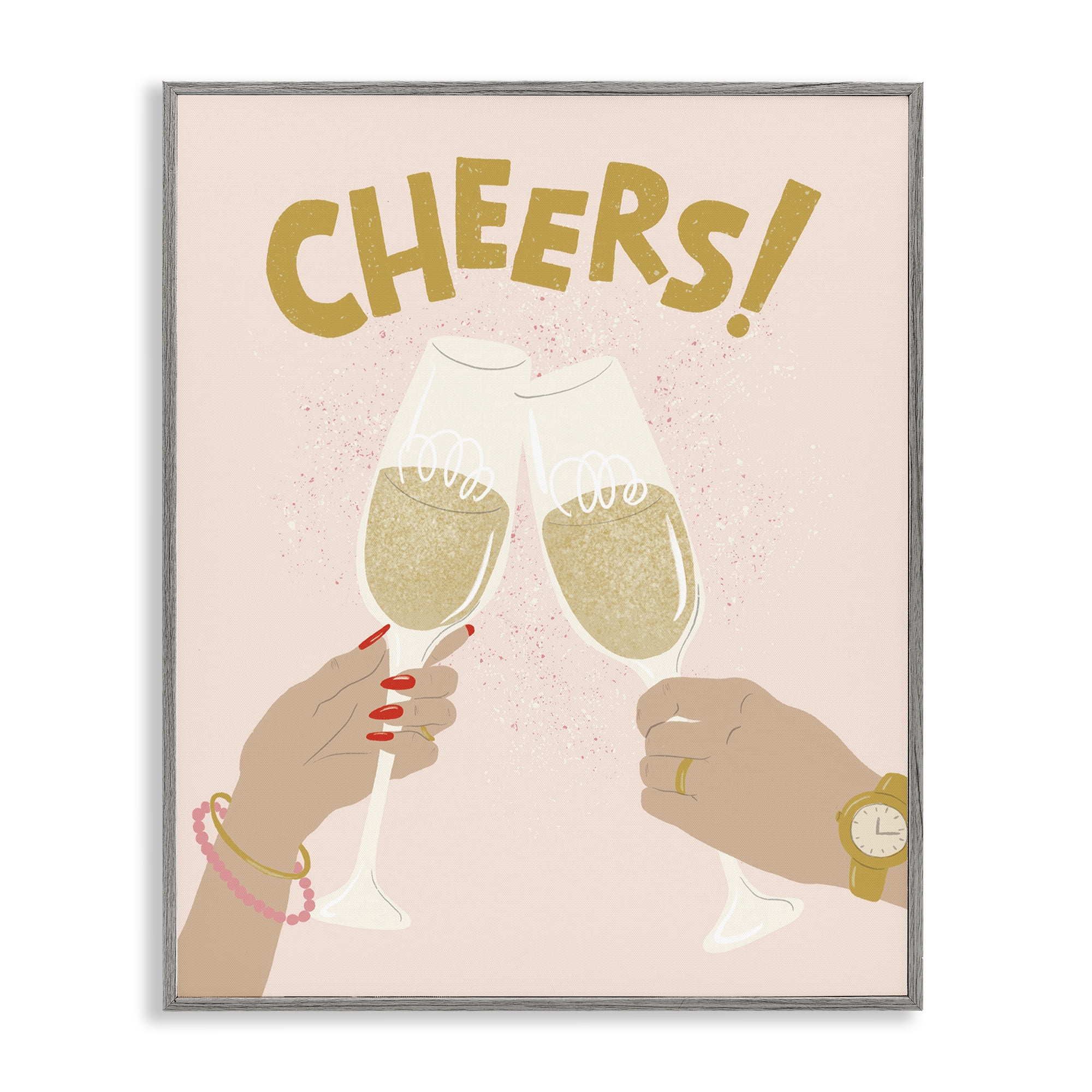 Stupell Industries Celebration Cheers Drinks Food & Beverage Painting Gray Framed Art Print Wall Art, 11 x 14