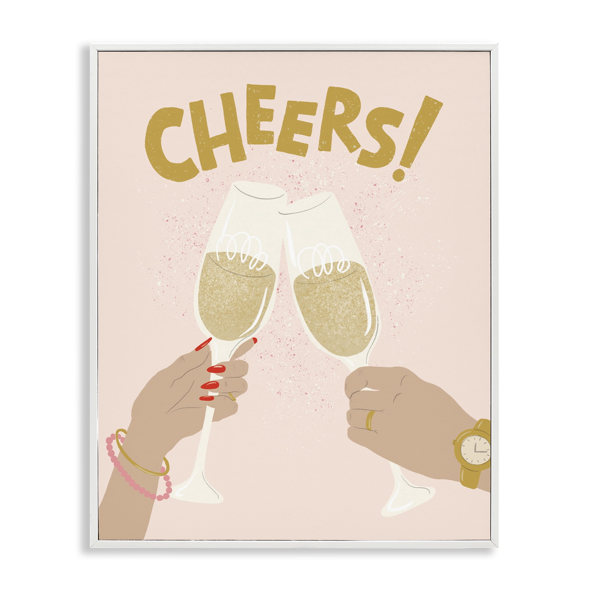 Stupell Industries Celebration Cheers Drinks Food & Beverage Painting White Framed Art Print Wall Art, 16 x 20