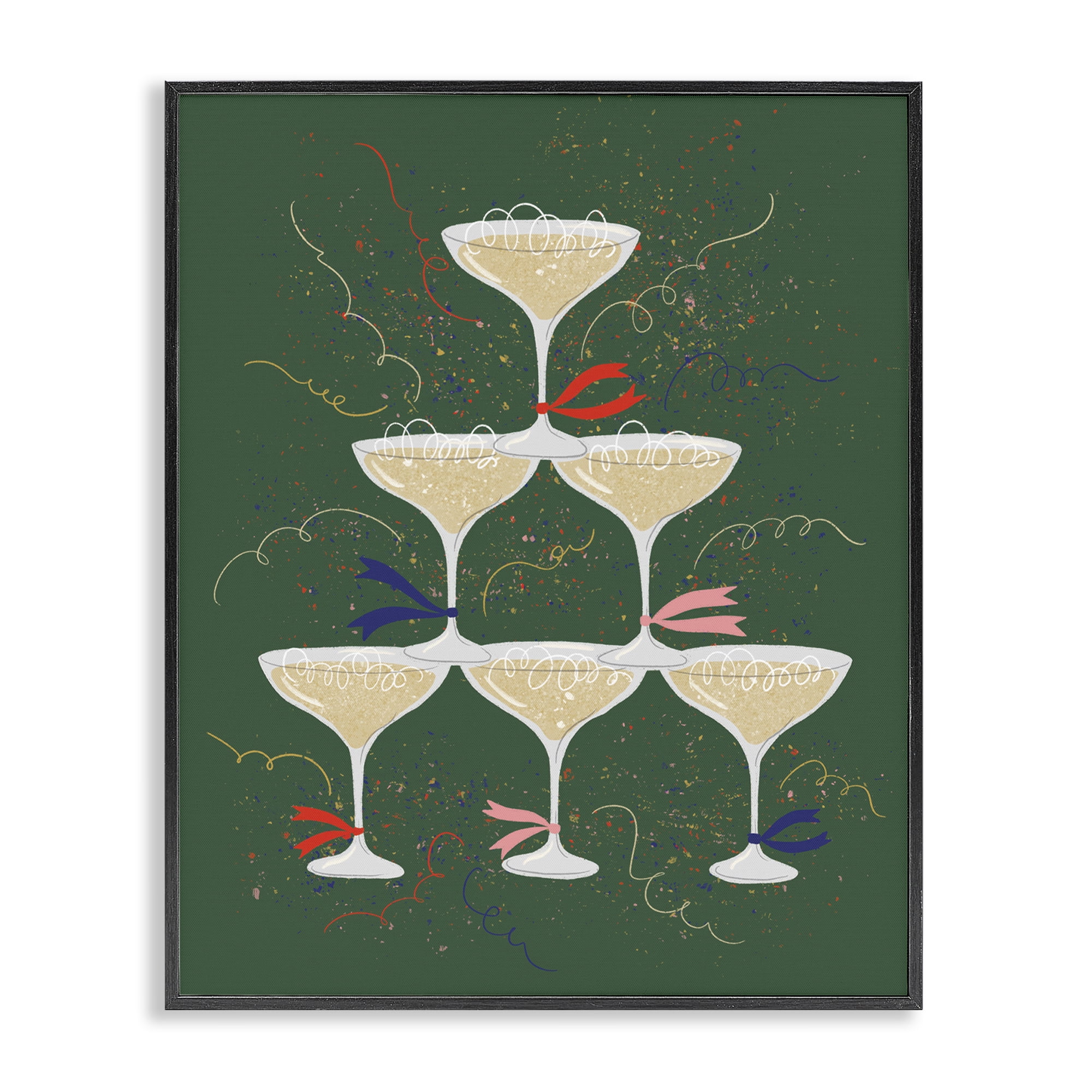 Stupell Industries Celebration Drinks Tower Food & Beverage Painting Black Framed Art Print Wall Art, 24 x 30