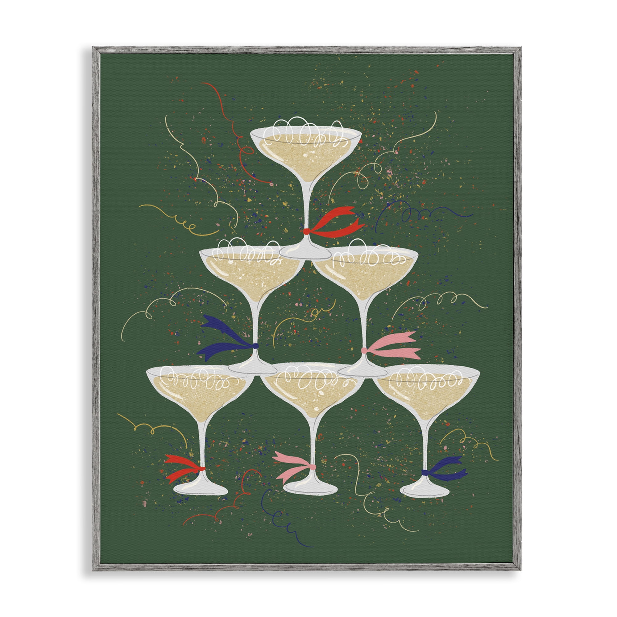 Stupell Industries Celebration Drinks Tower Food & Beverage Painting Gray Framed Art Print Wall Art, 24 x 30