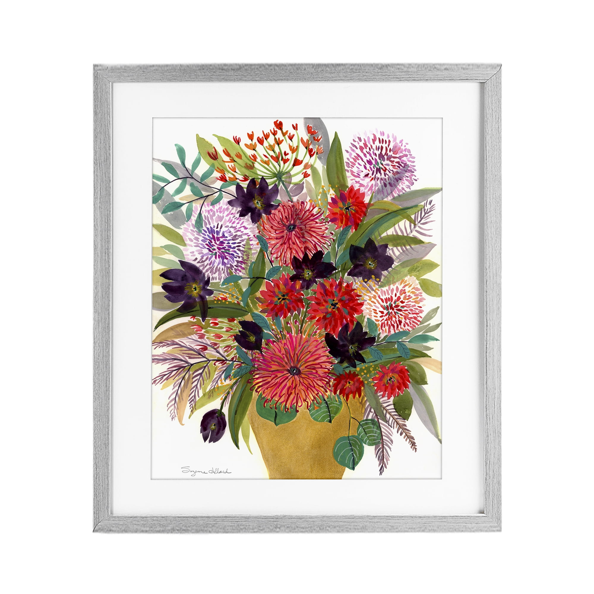 Stupell Industries Celebration Flower Bouquet Gray Framed Print Under Glass, design by Suzanne Allard