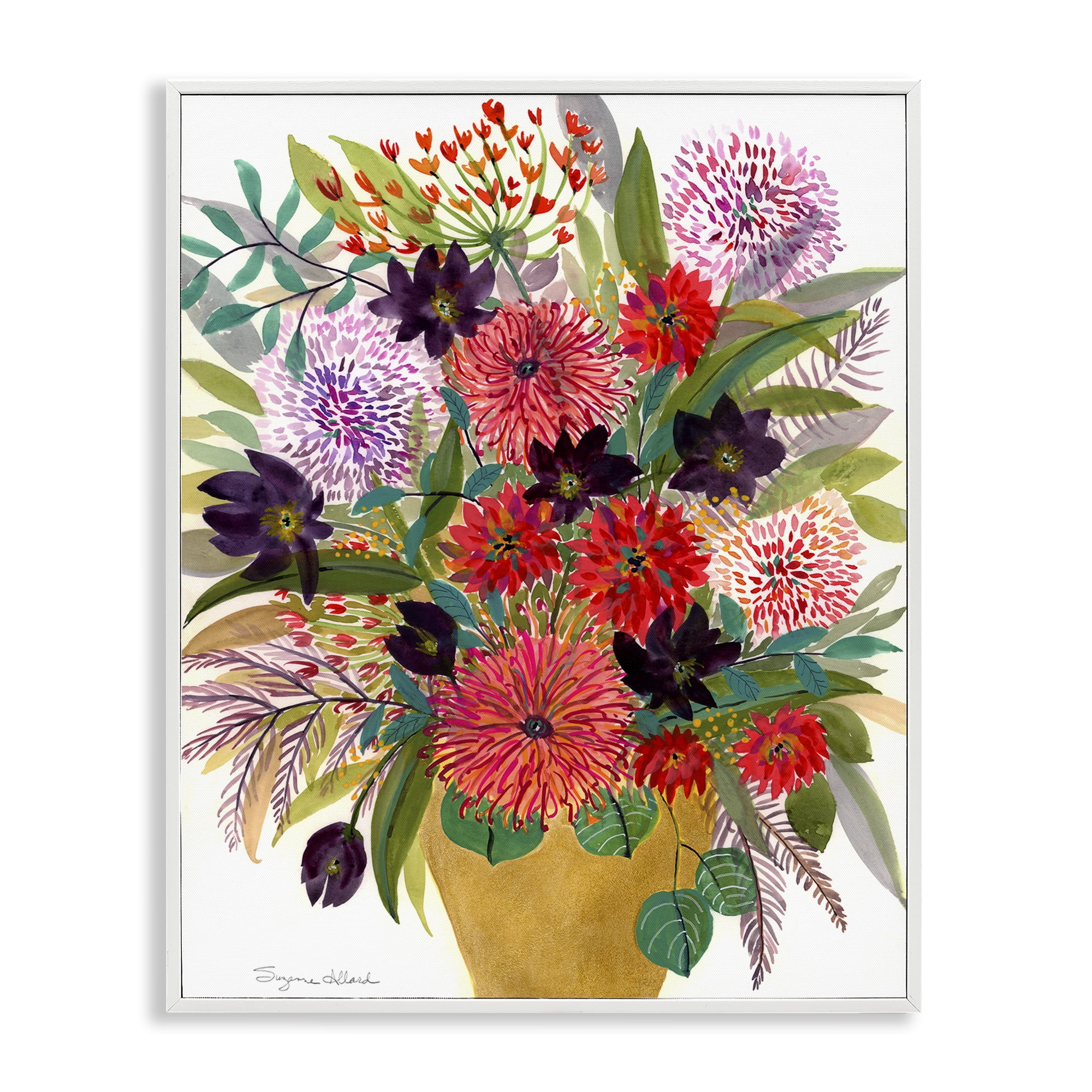 Stupell Industries Celebration Flower Bouquet White Framed Giclee Art, design by Suzanne Allard