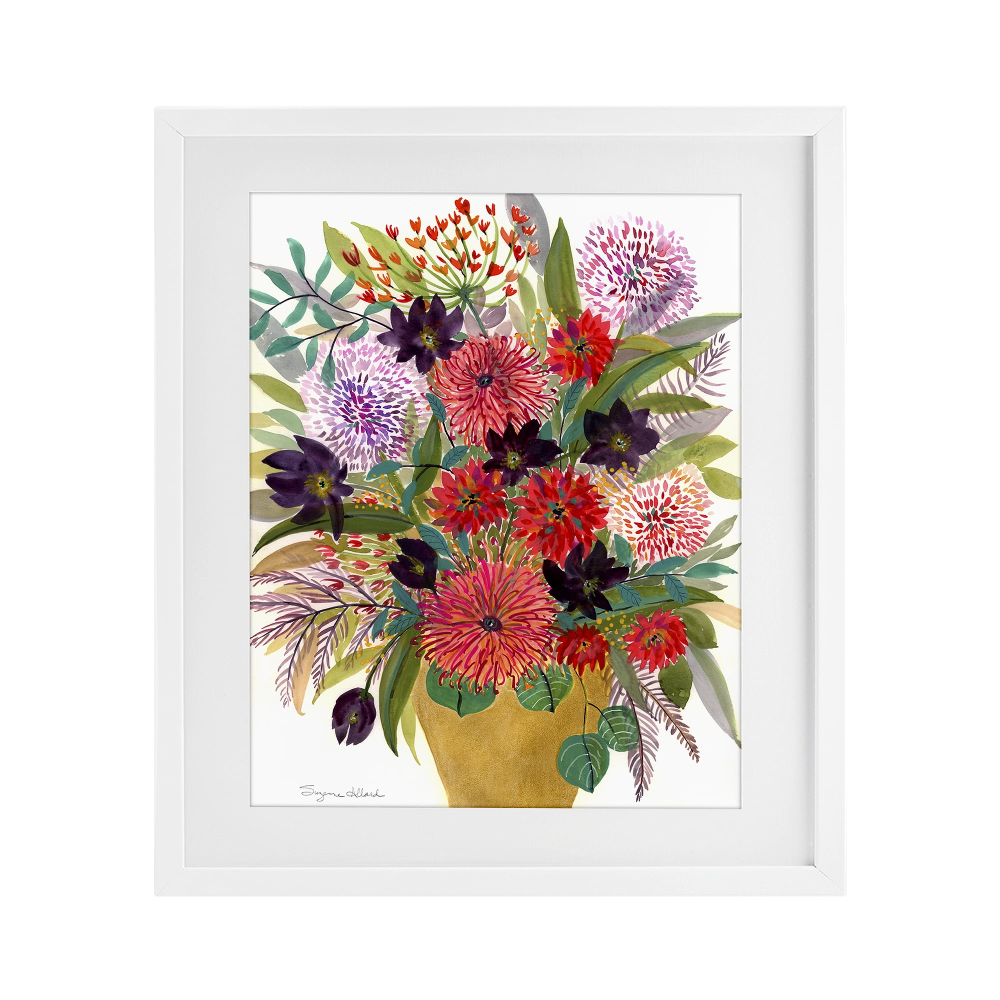 Stupell Industries Celebration Flower Bouquet White Framed Print Under Glass, design by Suzanne Allard