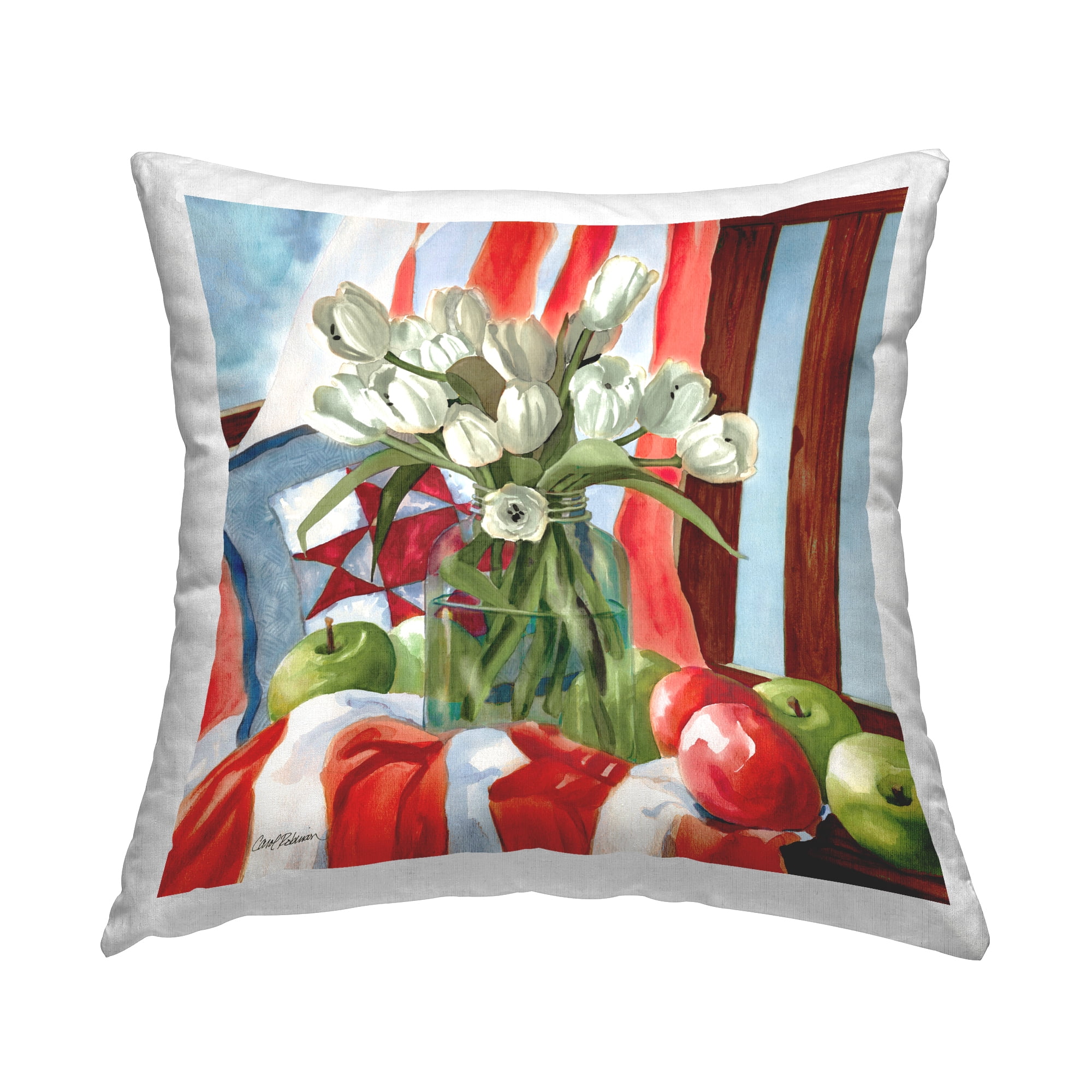 Stupell Industries Celebratory July Tulips Decorative Printed Throw Pillow Design by Carol Robinson.