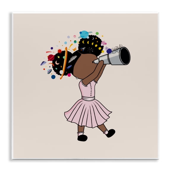 Stupell Industries Celeste Girl with Telescope Wall Plaque Art design by Sierra Siler, 12 x 12