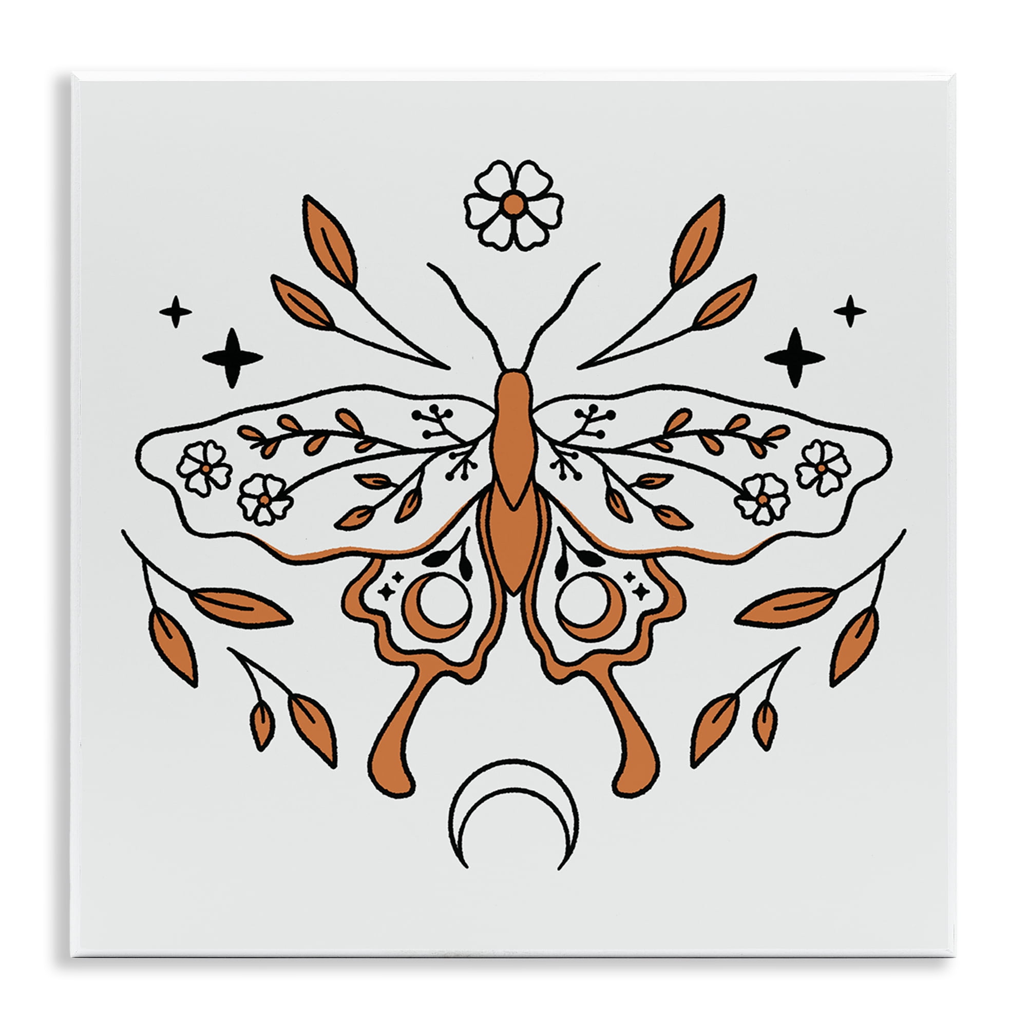 Stupell Industries Celestial Floral Moth Animals Painting Unframed Art Print Wall Art, 12 x 12