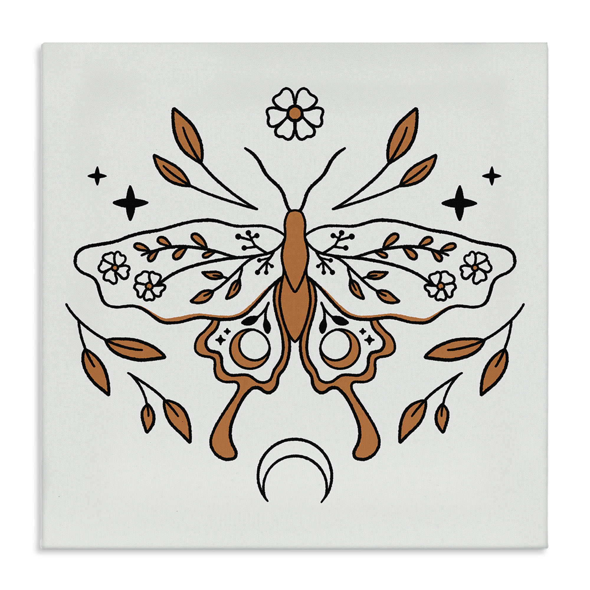 Stupell Industries Celestial Floral Moth Animals Painting Wrapped Canvas Art Print Wall Art, 17 x 17