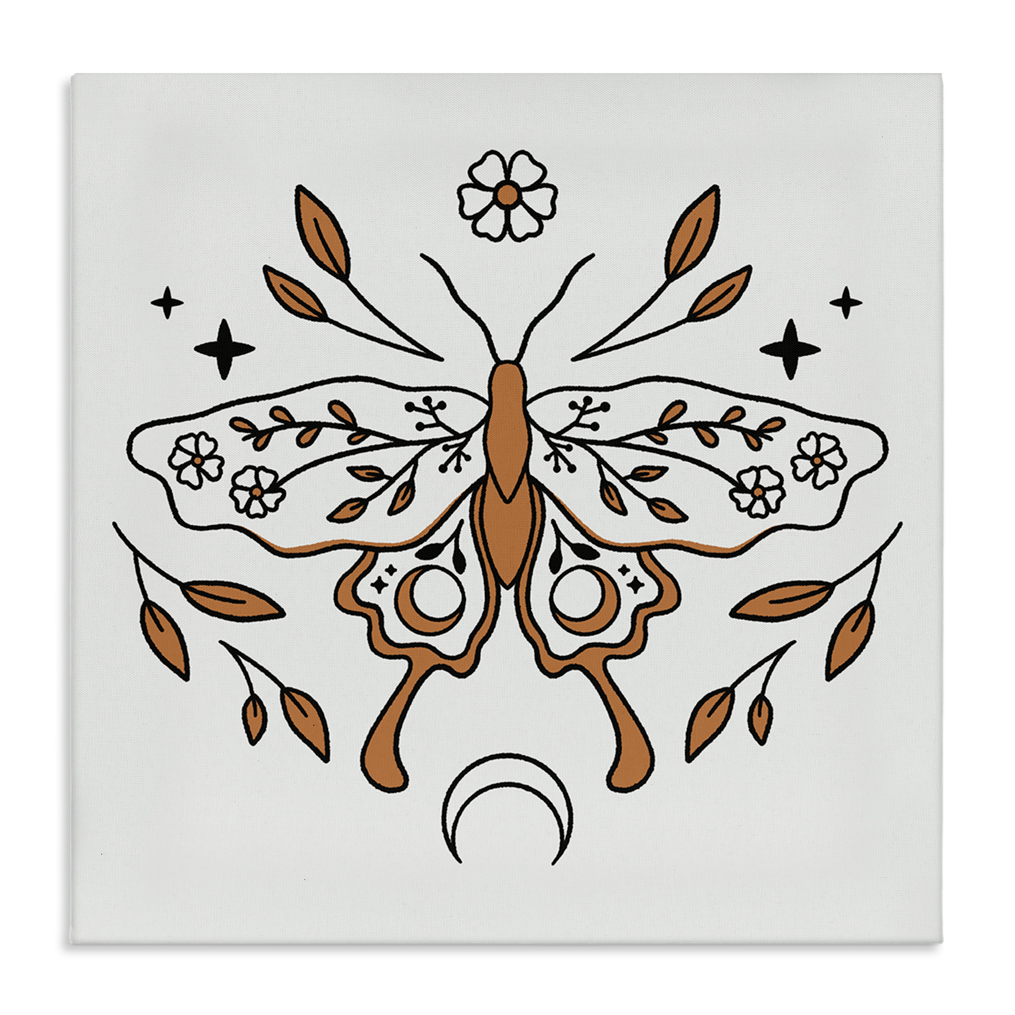 Stupell Industries Celestial Floral Moth Animals Painting Wrapped Canvas Art Print Wall Art, 30 x 30