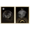 thumbnail image 1 of Stupell Industries Celestial Gold Sun and Moon 2 Piece Gold Framed Floater Canvas Set design by Daniela Santiago, 21 x 17, 1 of 9