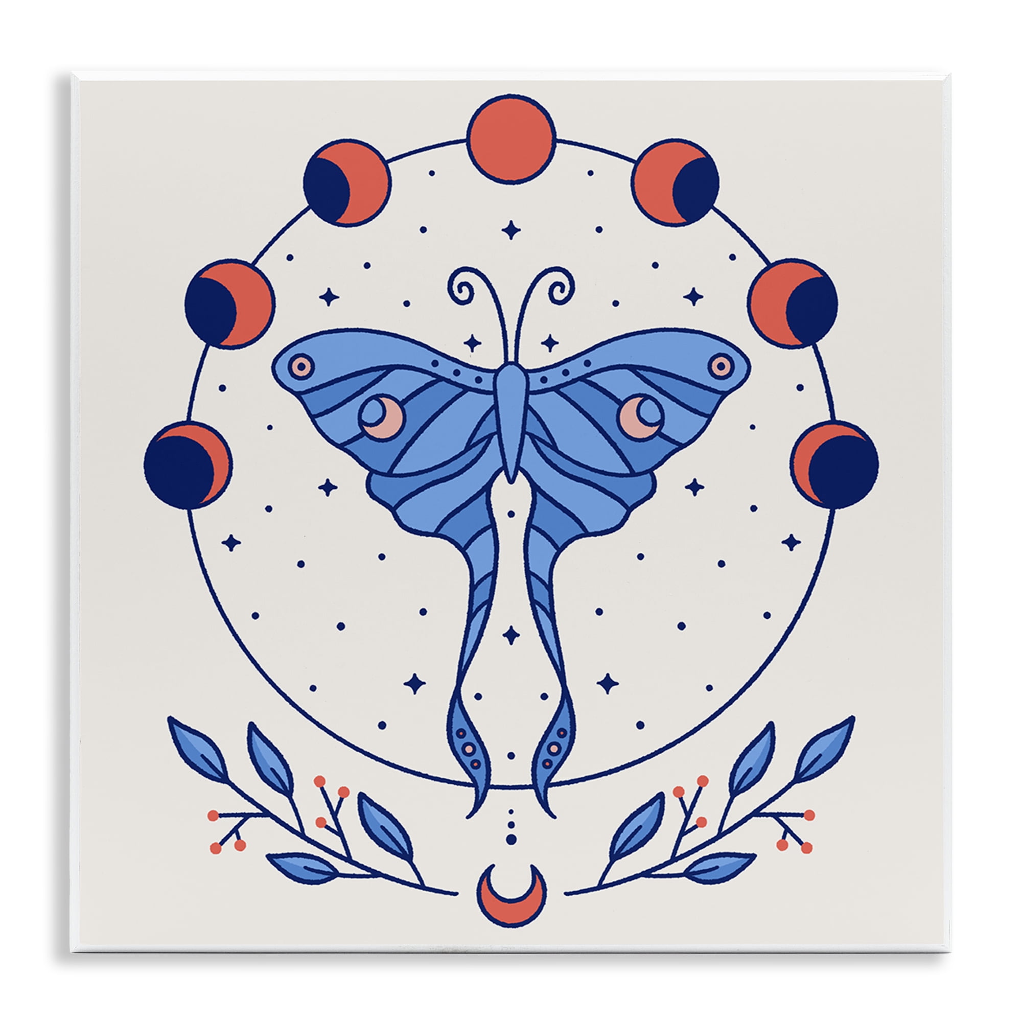 Stupell Industries Celestial Luna Moth Animals Painting Unframed Art Print Wall Art, 12 x 12