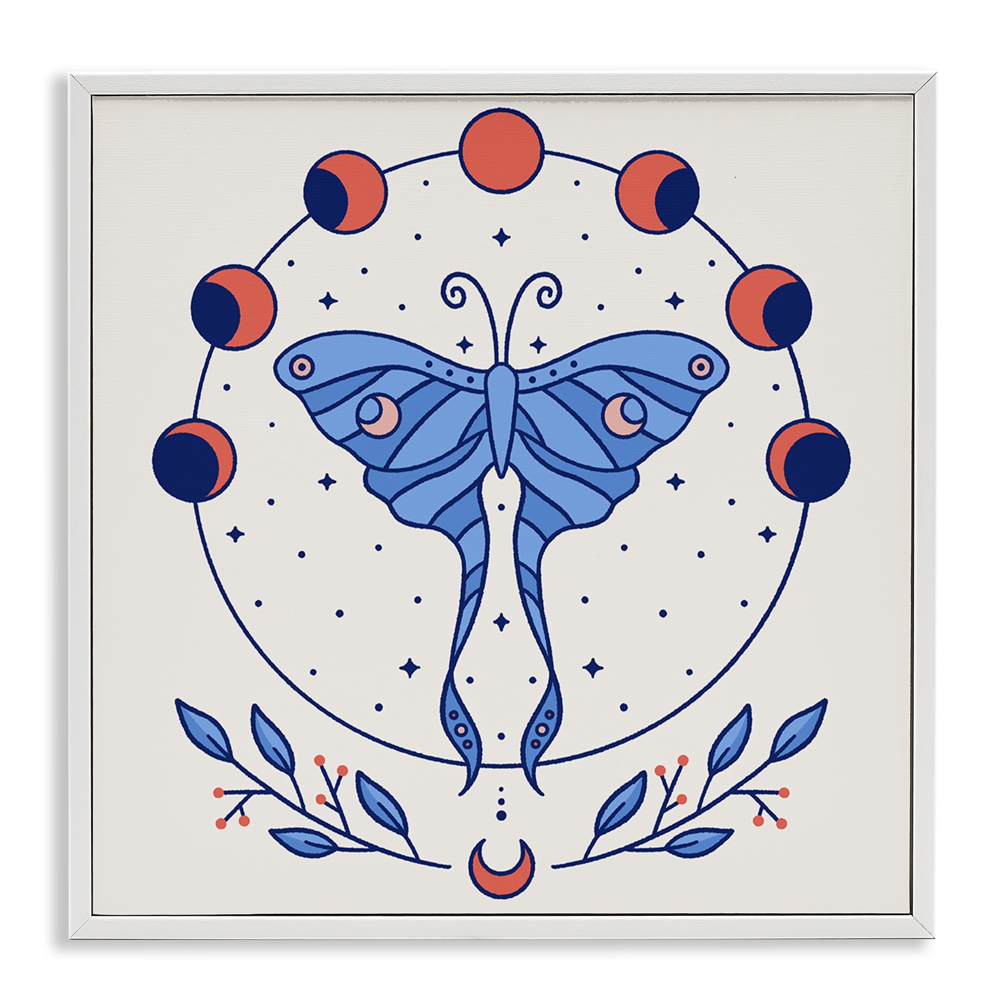 Stupell Industries Celestial Luna Moth Animals Painting White Framed Art Print Wall Art, 12 x 12
