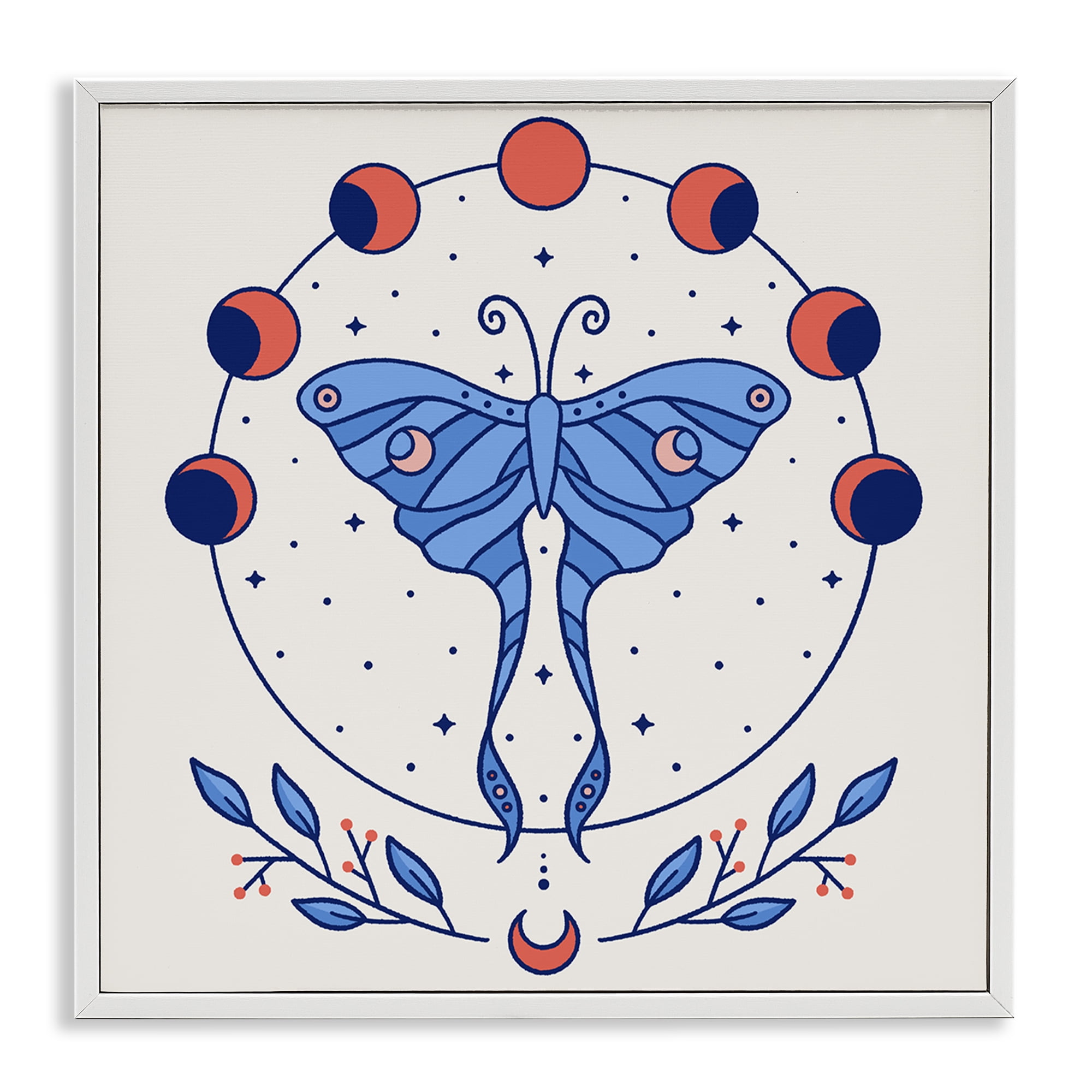 Stupell Industries Celestial Luna Moth Animals Painting White Framed Art Print Wall Art, 24 x 24